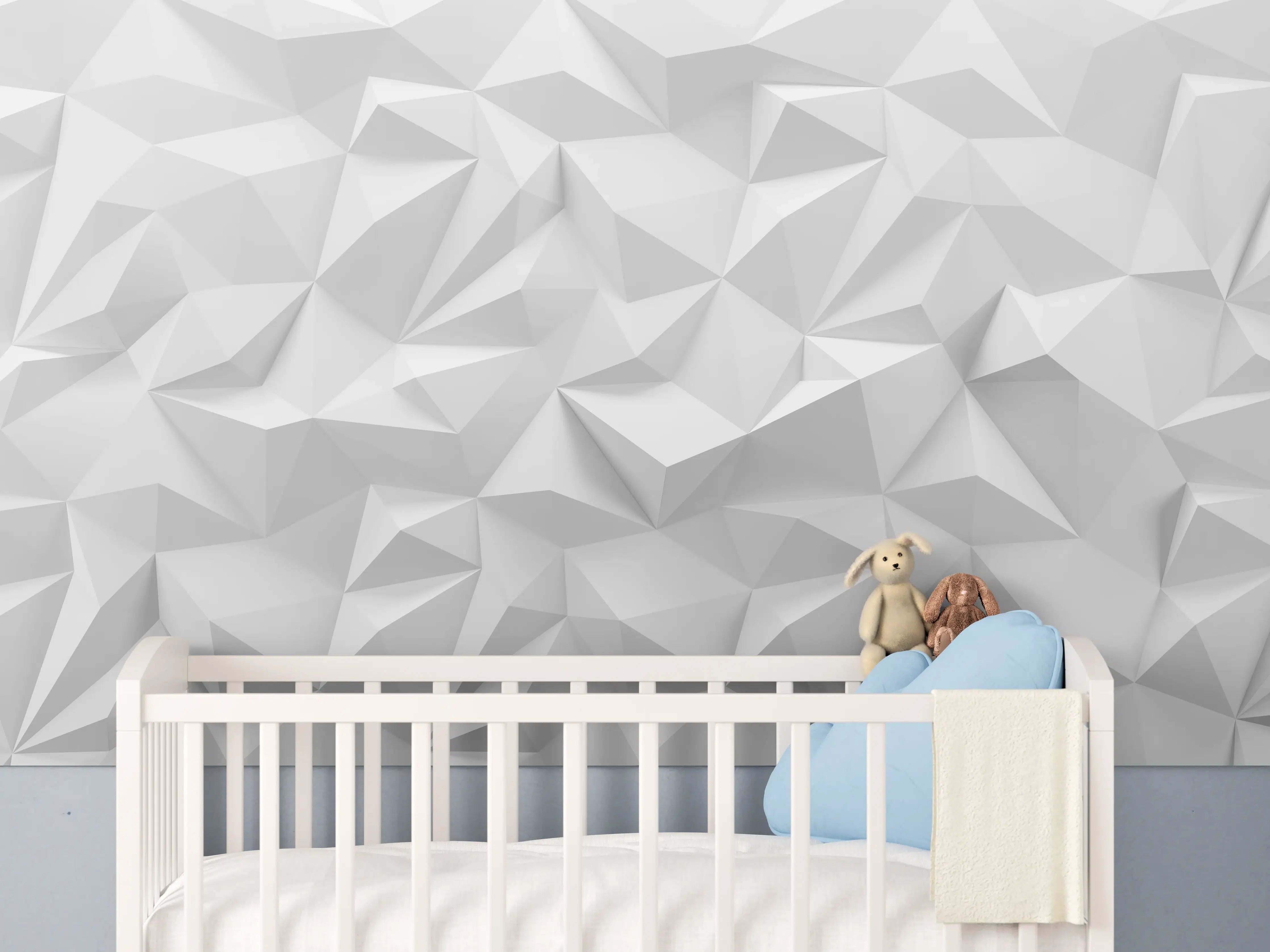 Babyzimmer Wandgestaltung - Weißes Low-Poly Design