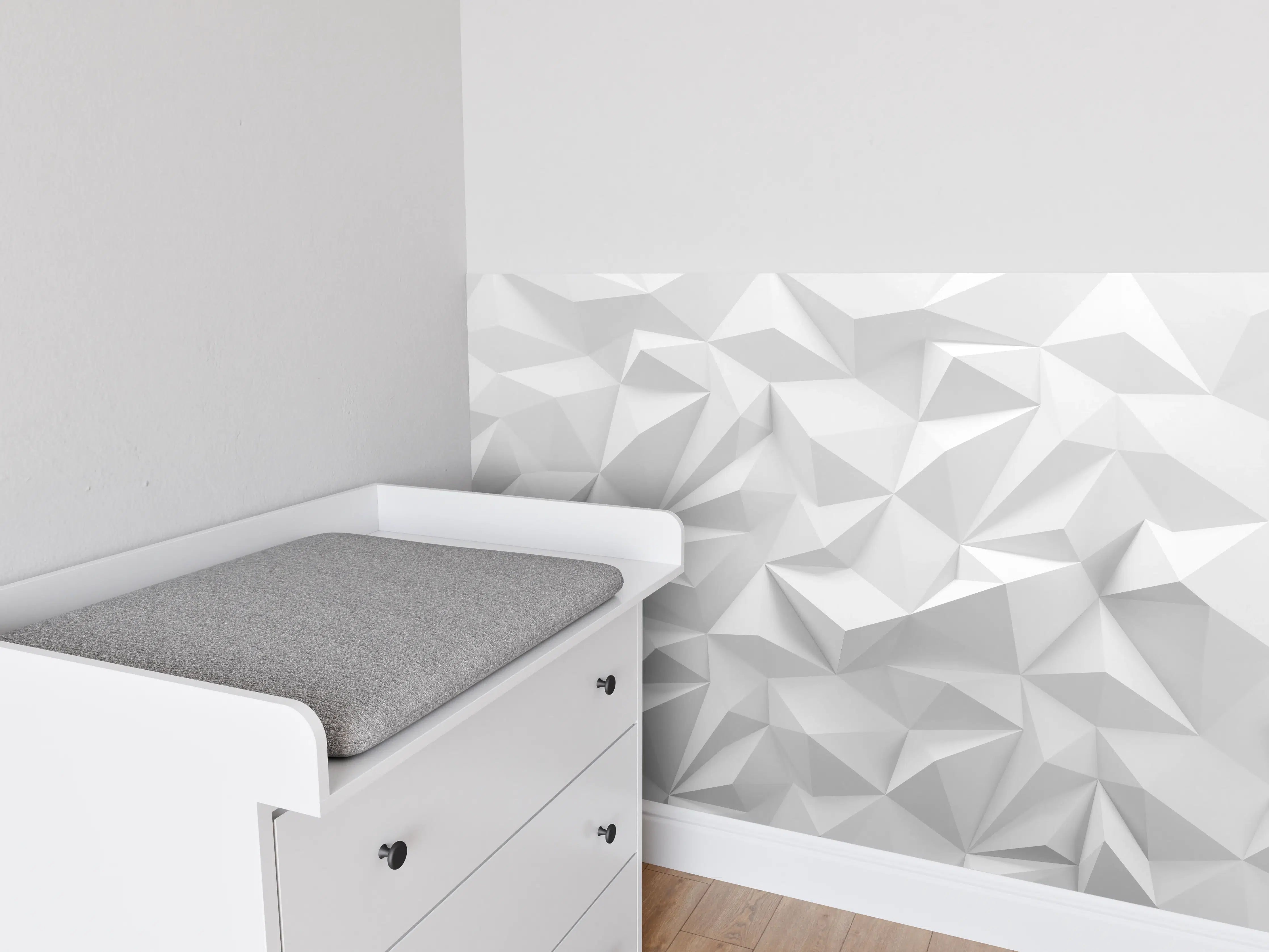 Babyzimmer Wandgestaltung - Weißes Low-Poly Design