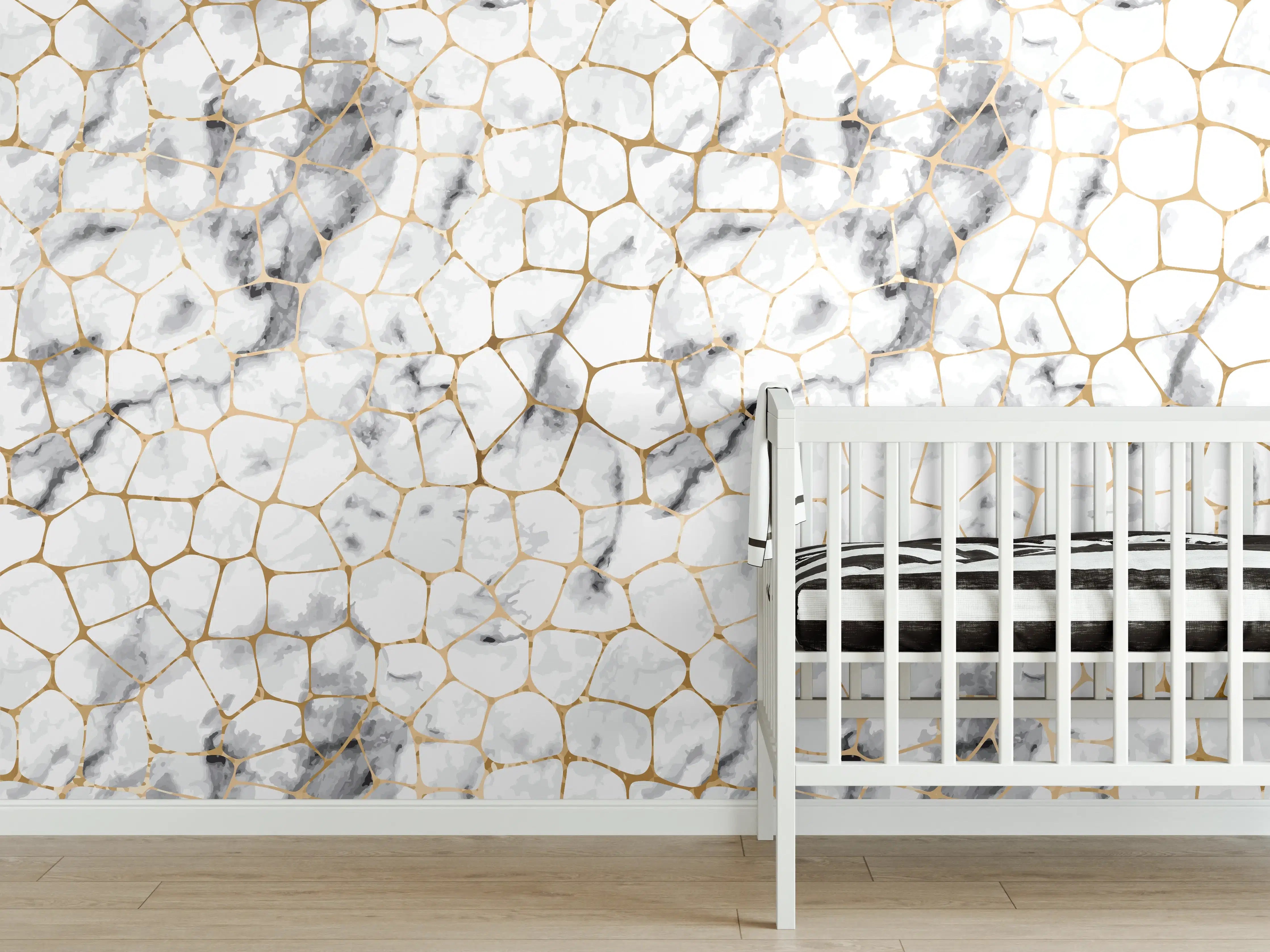 Babyzimmer Wandgestaltung - Weißes Marmor-Geometrie-Muster