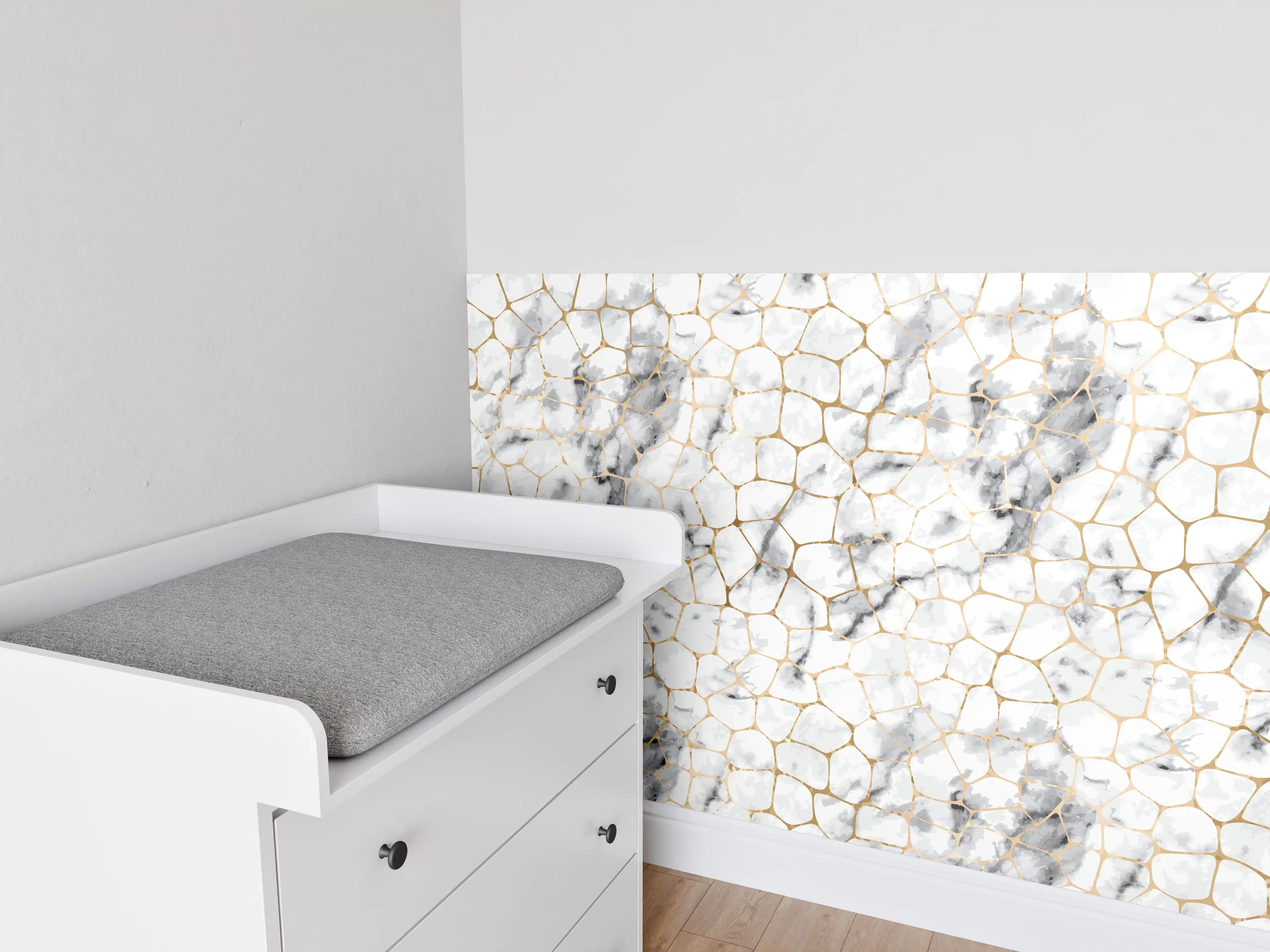 Babyzimmer Wandgestaltung - Weißes Marmor-Geometrie-Muster