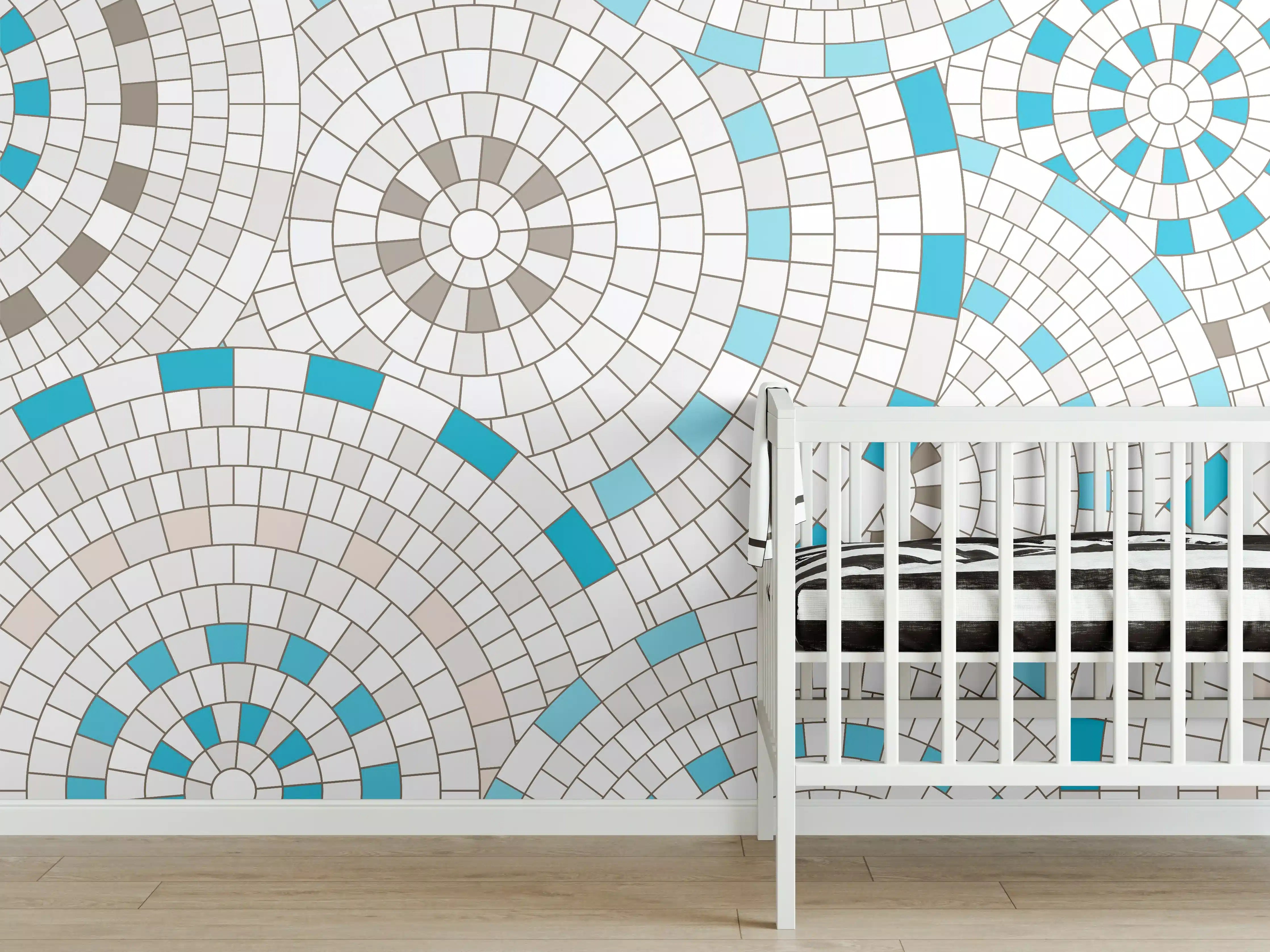 Babyzimmer Wandgestaltung - Weißes Mosaik mit Akzenten
