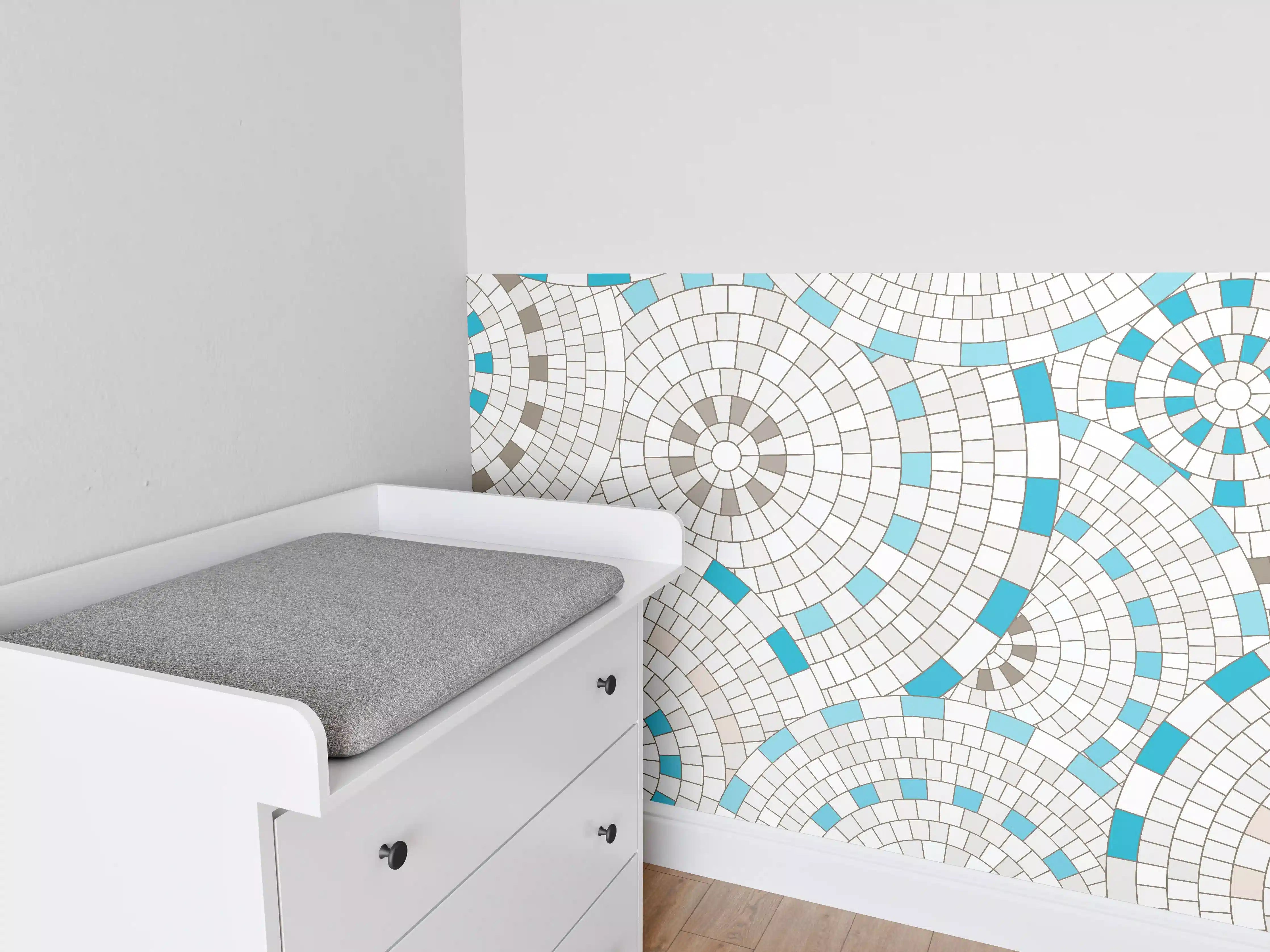 Babyzimmer Wandgestaltung - Weißes Mosaik mit Akzenten