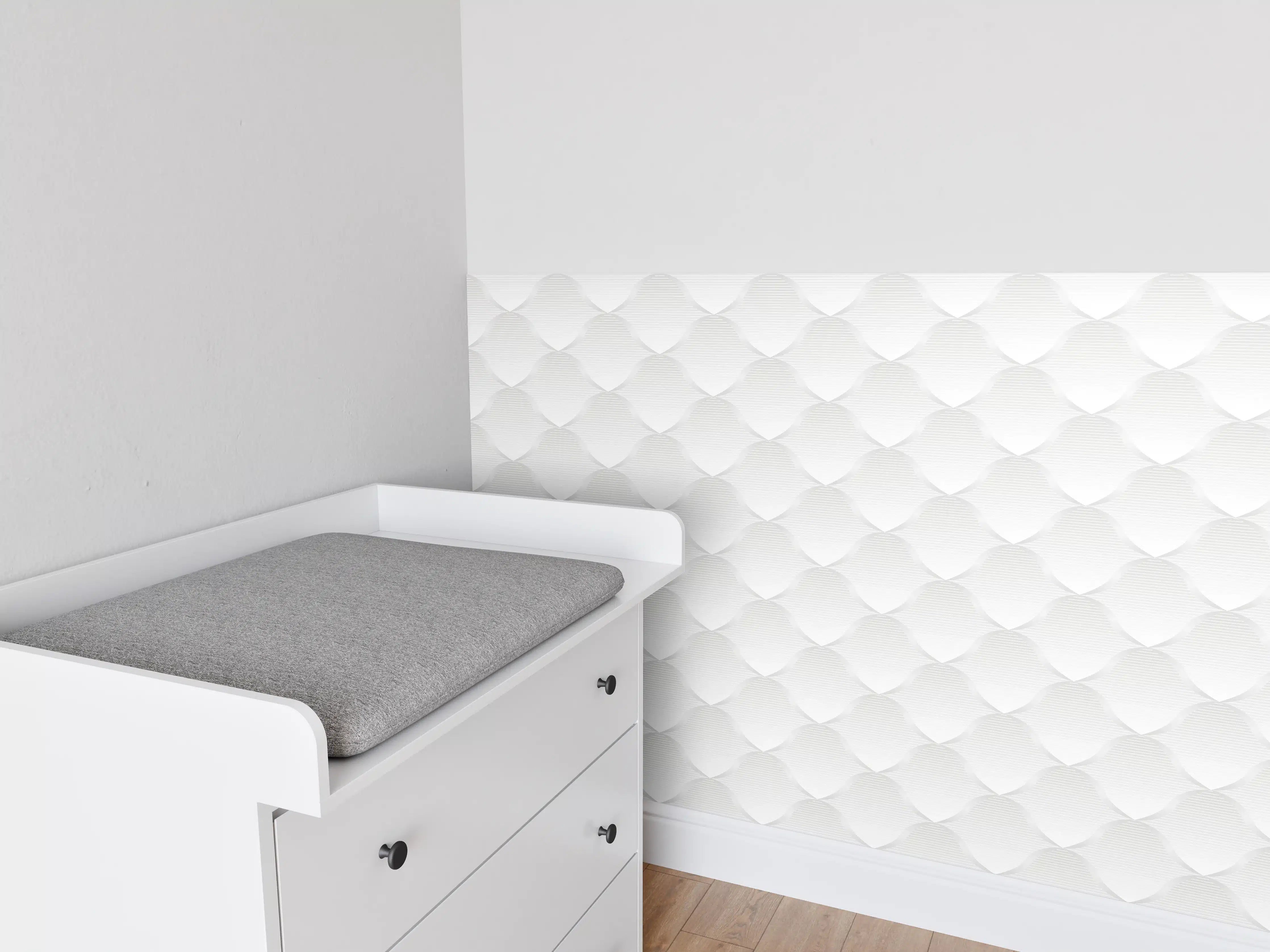 Babyzimmer Wandgestaltung - Weißes Steppmuster - Stoffdesign