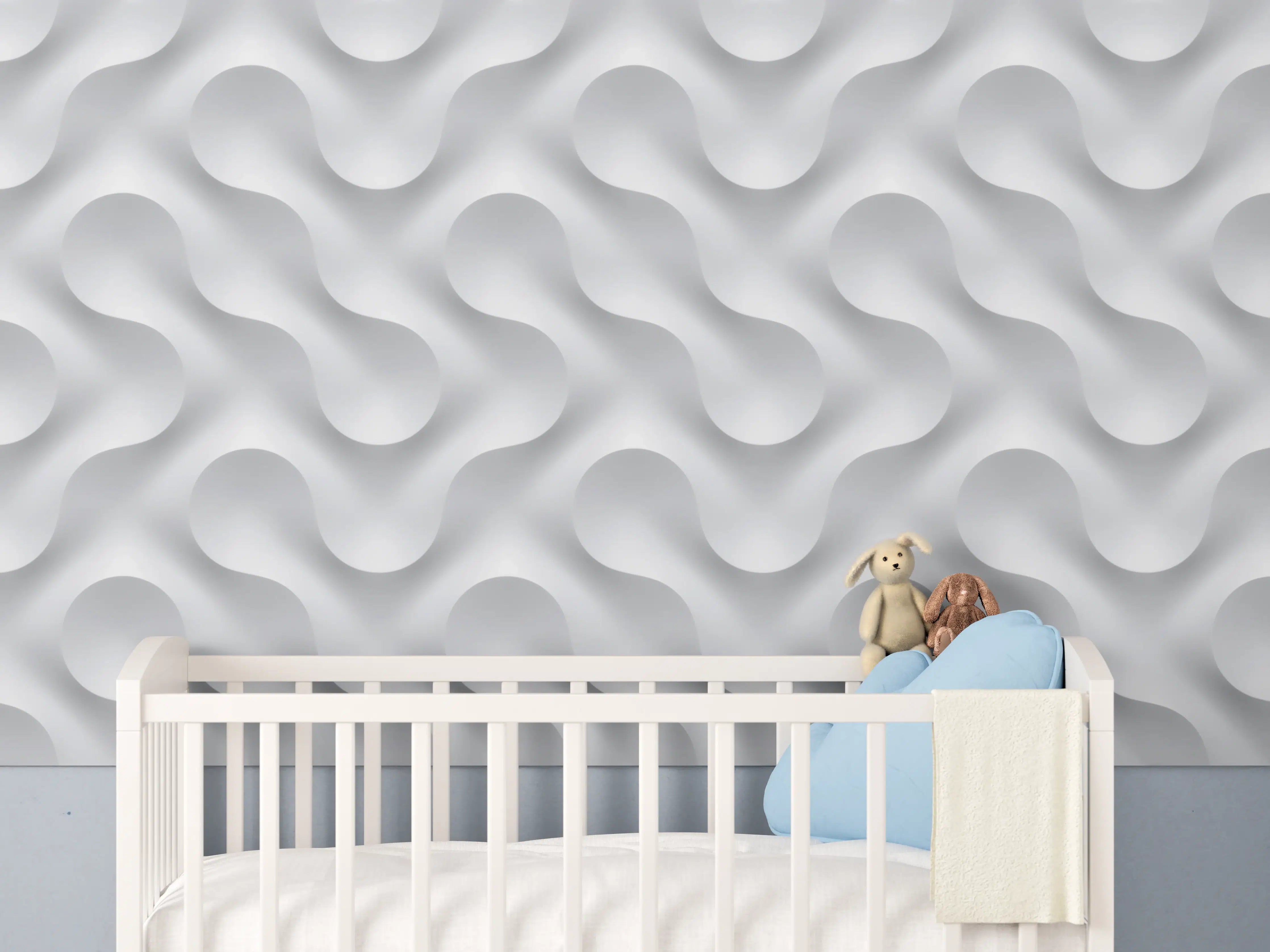 Babyzimmer Wandgestaltung - Weißes Wellen Muster