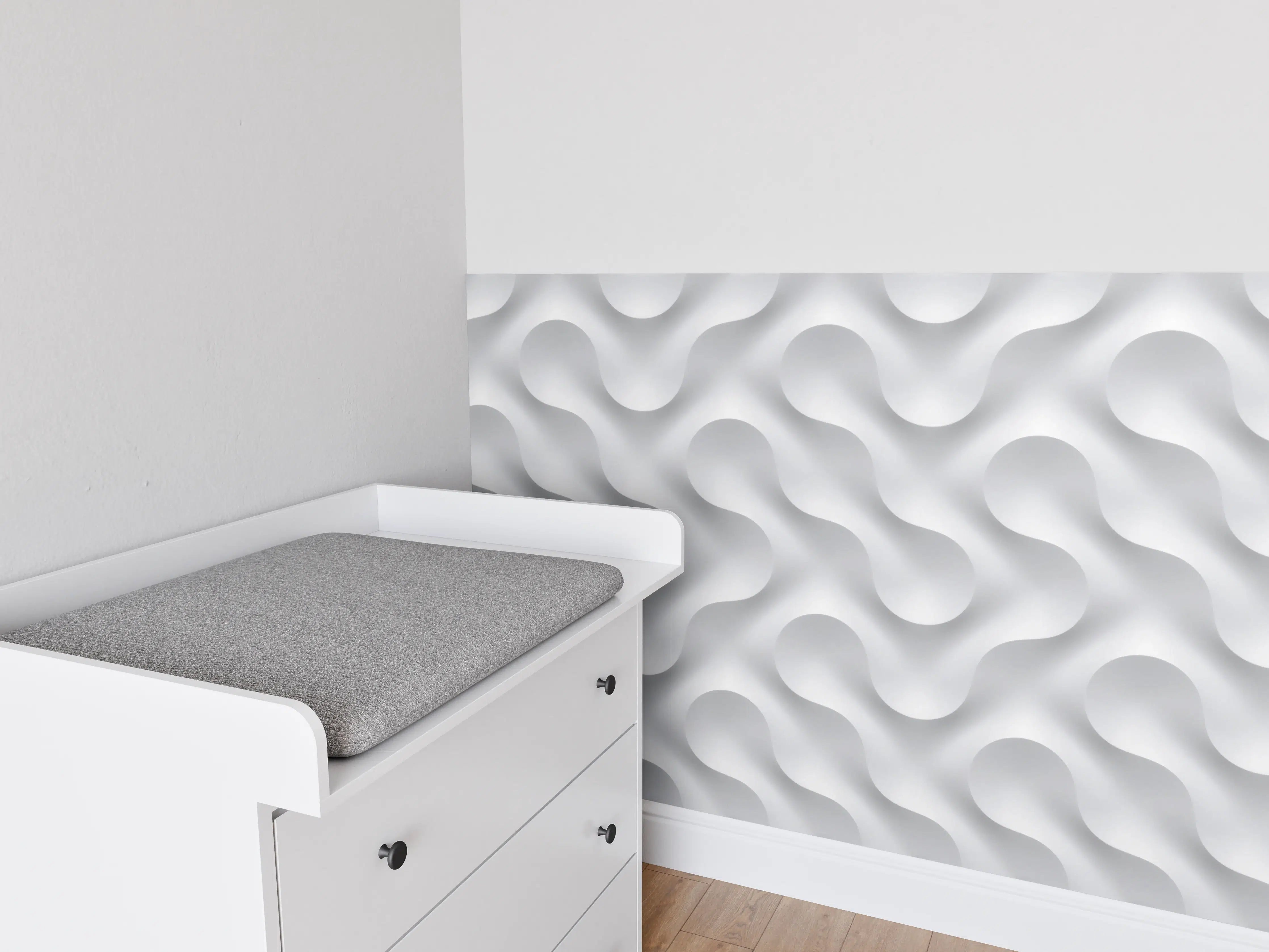 Babyzimmer Wandgestaltung - Weißes Wellen Muster