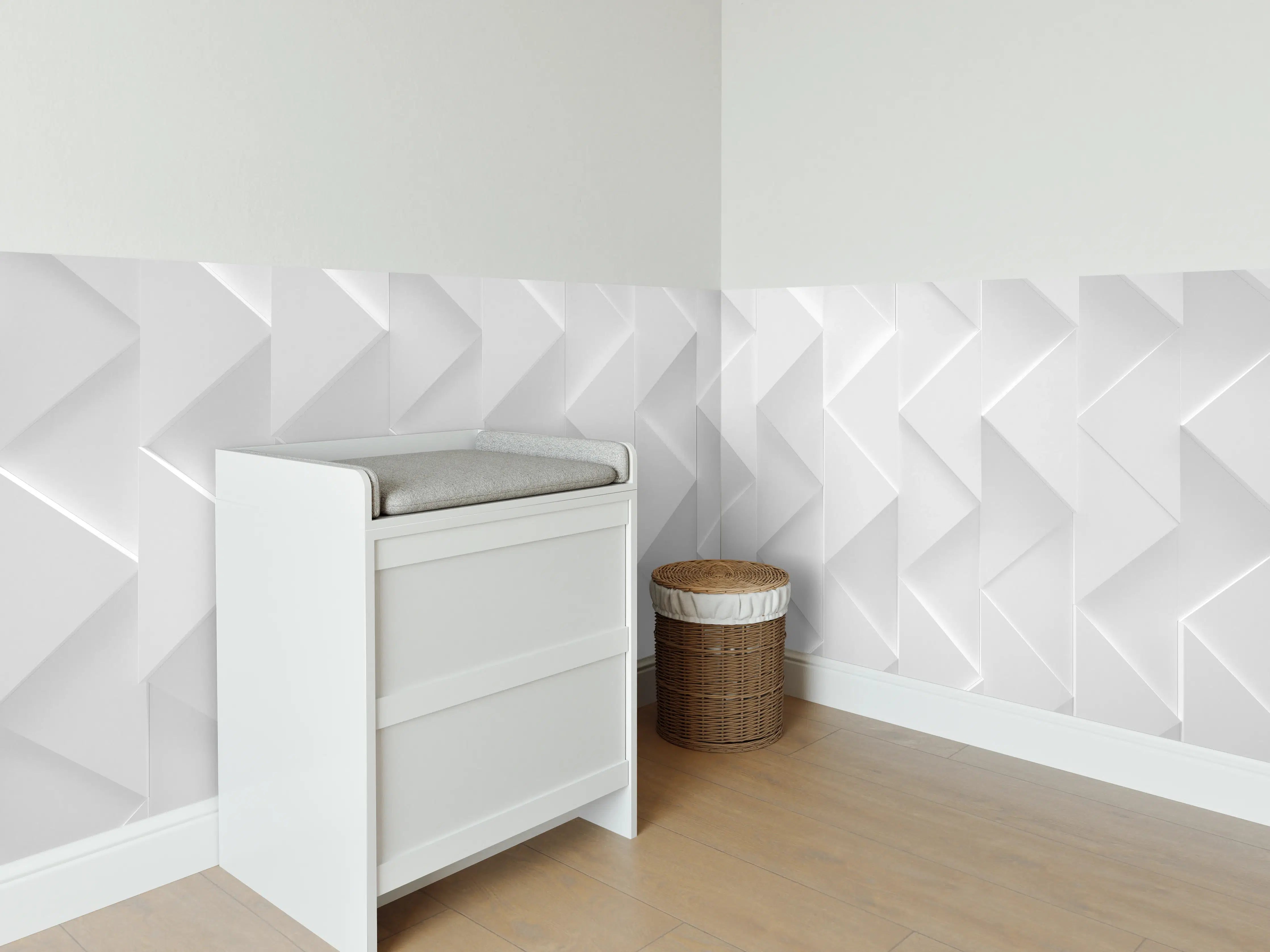 Babyzimmer Wandgestaltung - Weißes futuristisches Muster
