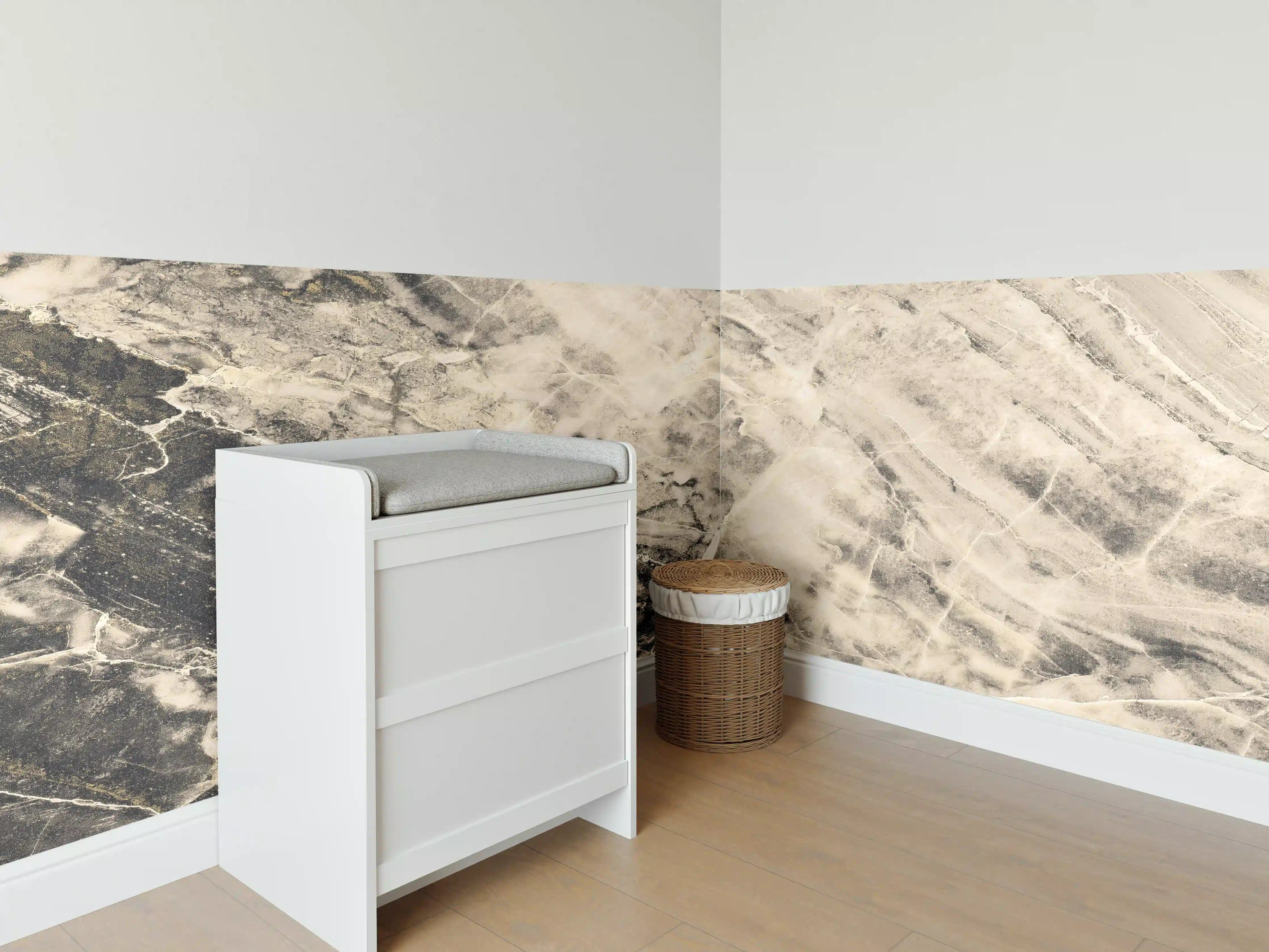 Babyzimmer Wandgestaltung - Weißliche Marmormuster