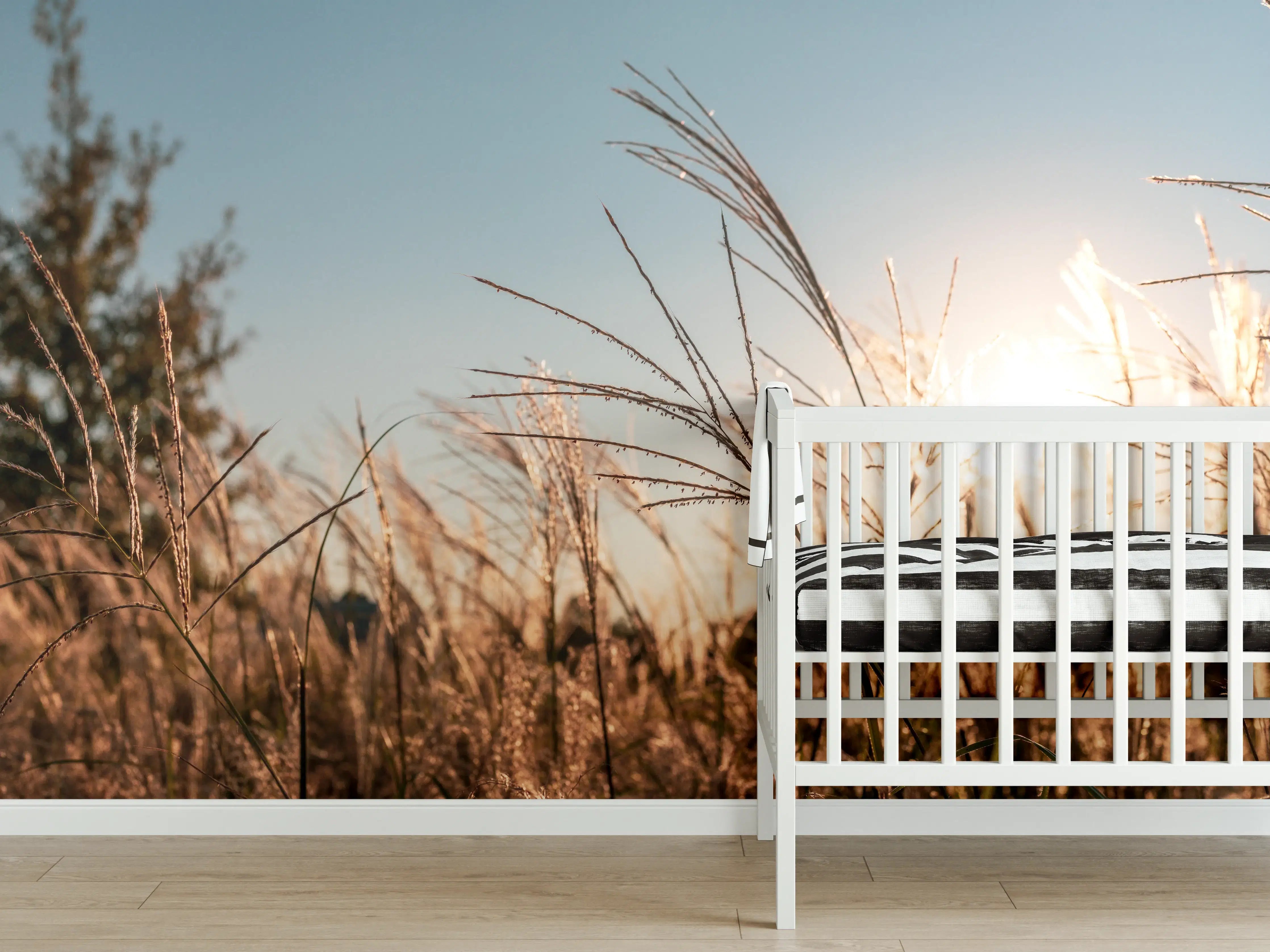 Babyzimmer Wandgestaltung - Weizenfeld in der Sonne