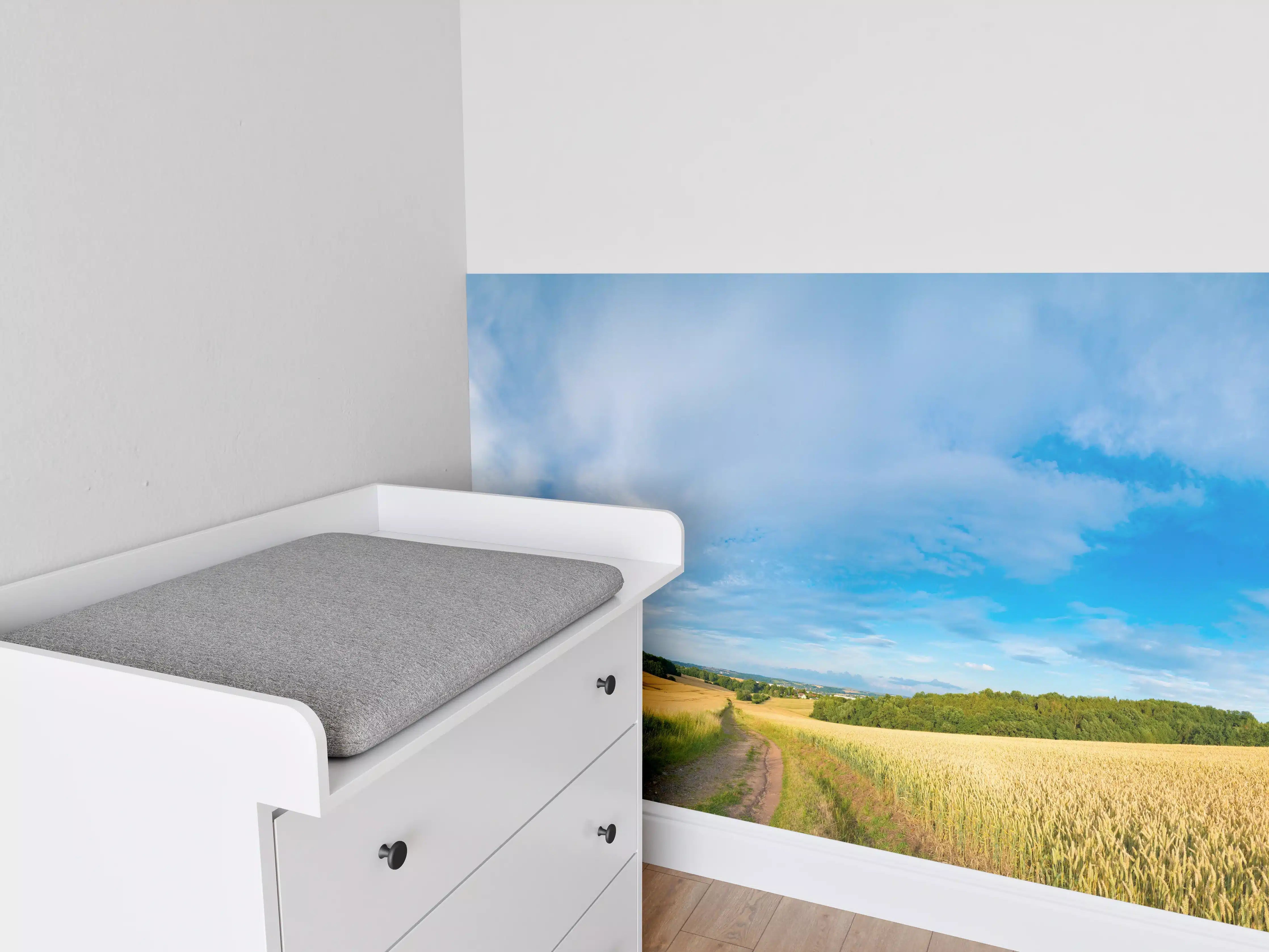 Babyzimmer Wandgestaltung - Weizenfeldes am Morgen - Kansas