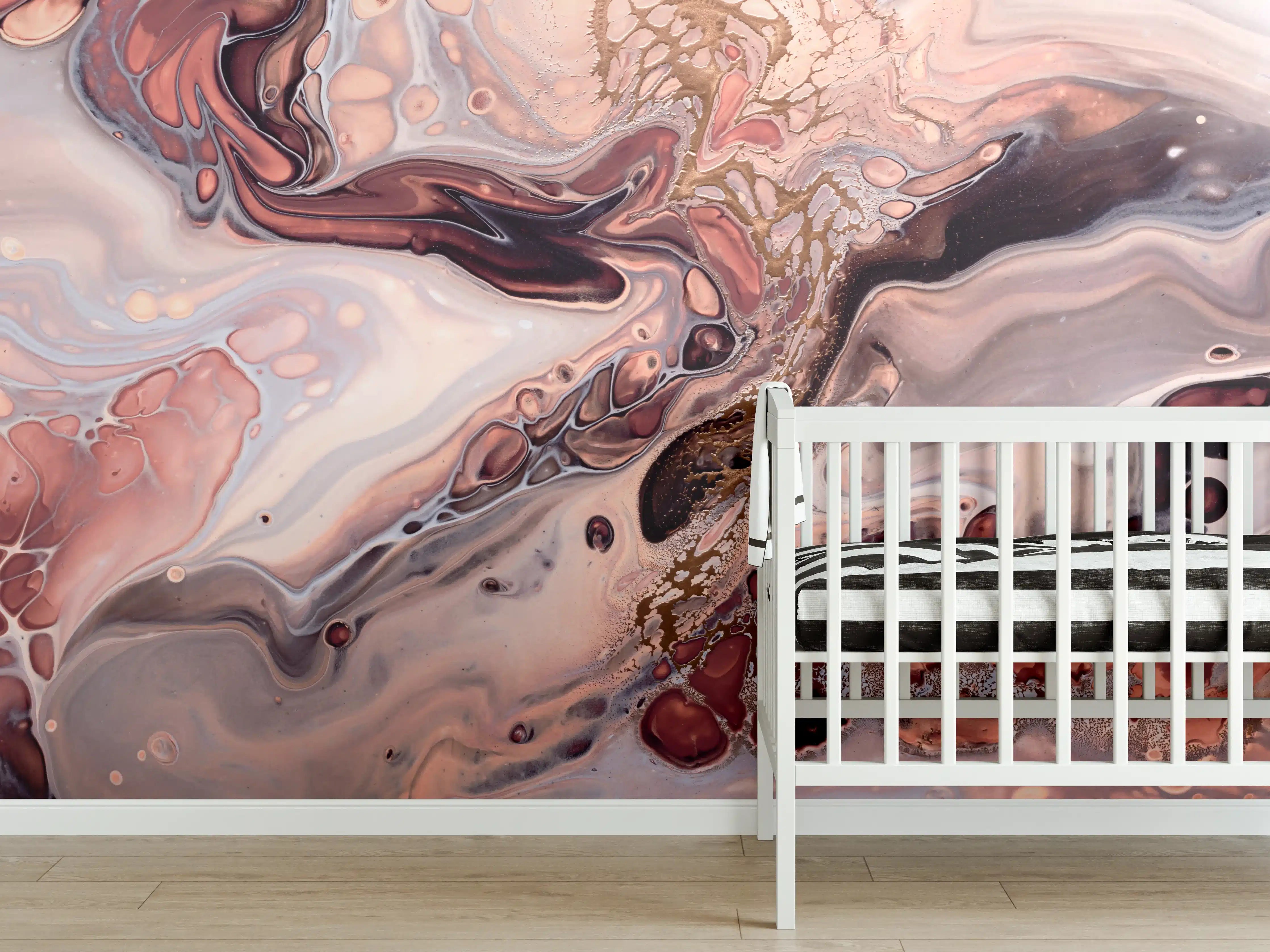 Babyzimmer Wandgestaltung - Wellen und Blasen - Acryl-Flüssigkunst