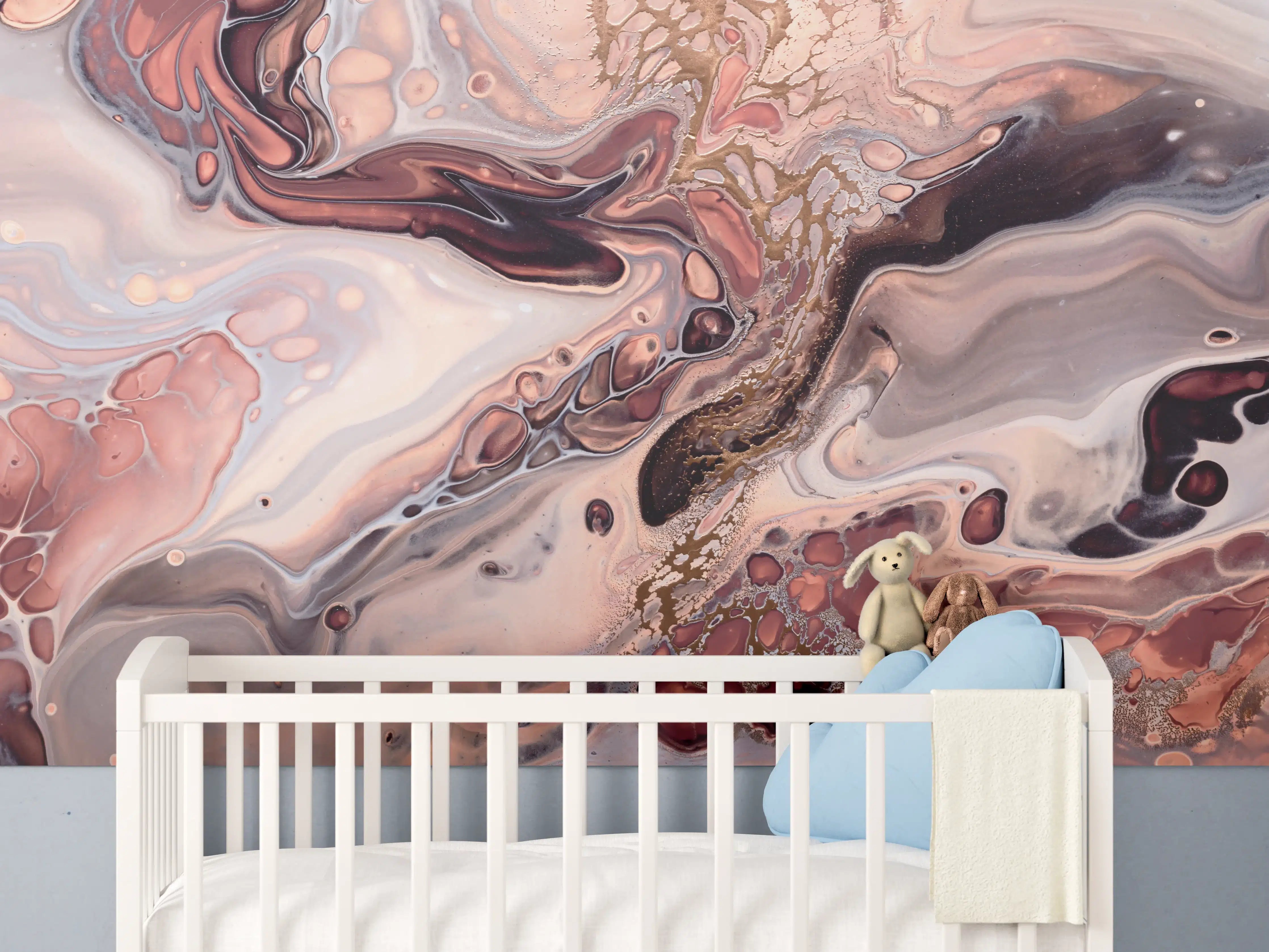 Babyzimmer Wandgestaltung - Wellen und Blasen - Acryl-Flüssigkunst
