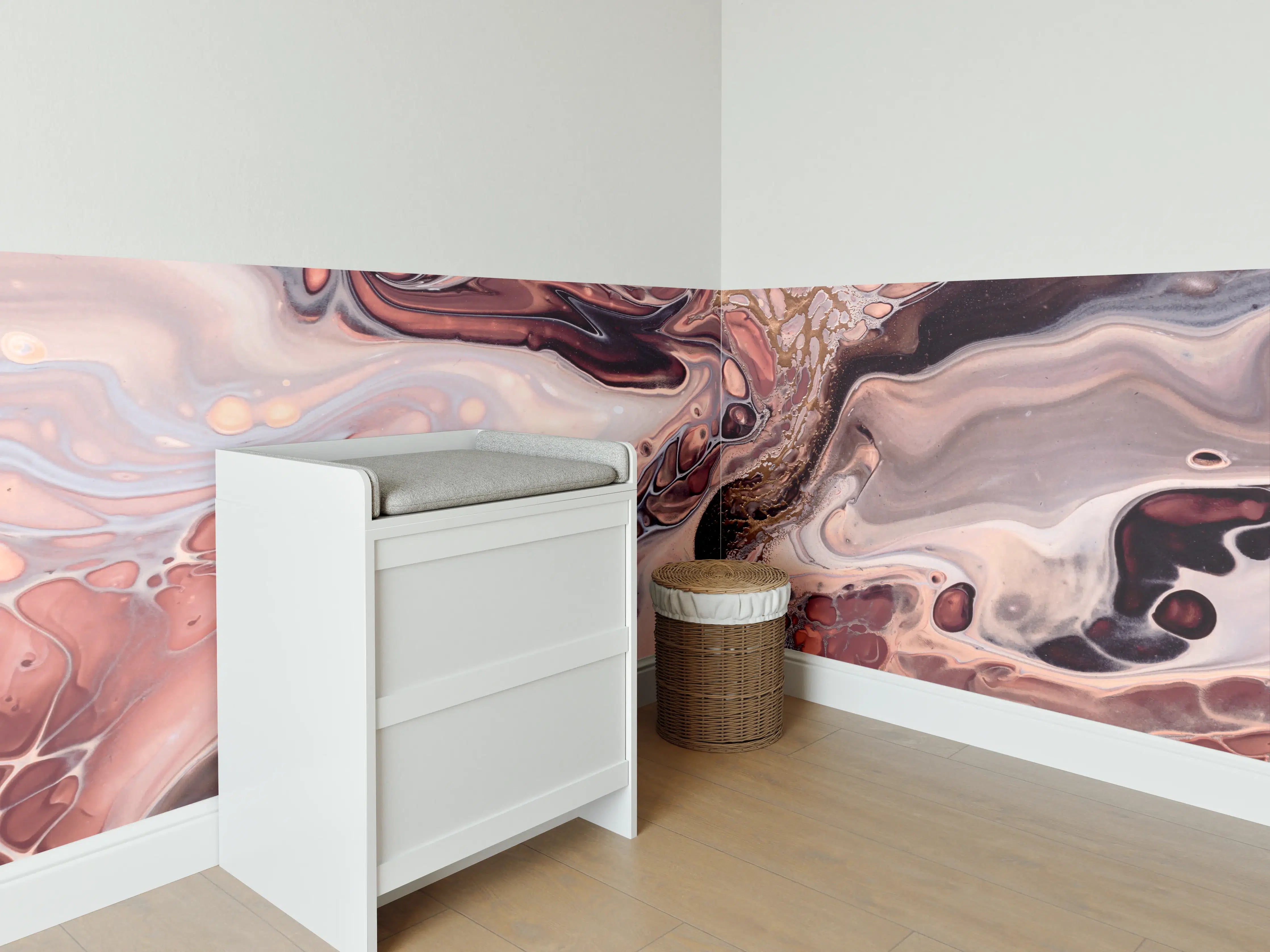 Babyzimmer Wandgestaltung - Wellen und Blasen - Acryl-Flüssigkunst