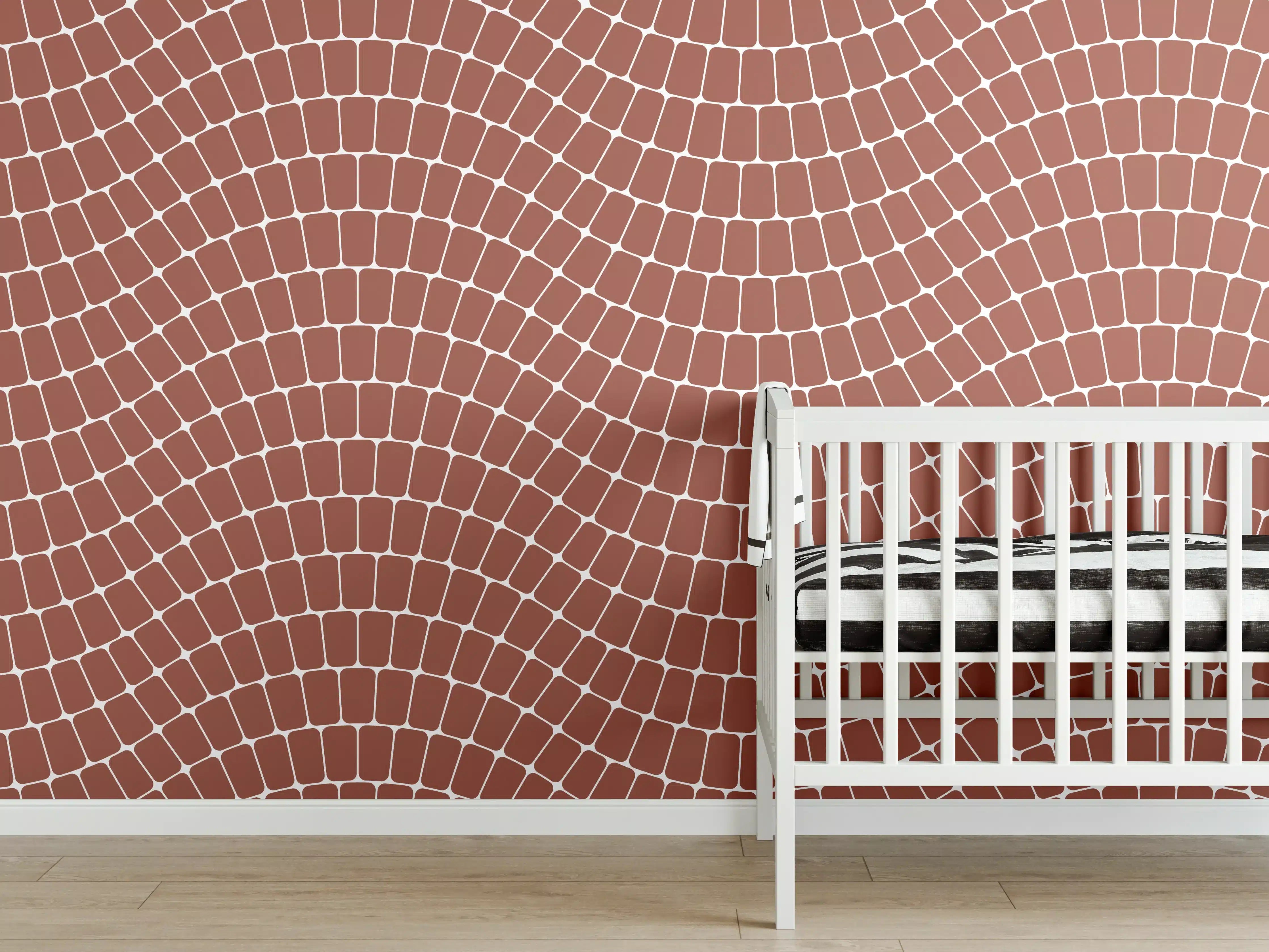 Babyzimmer Wandgestaltung - Wellenförmige Roste in Kupferoptik