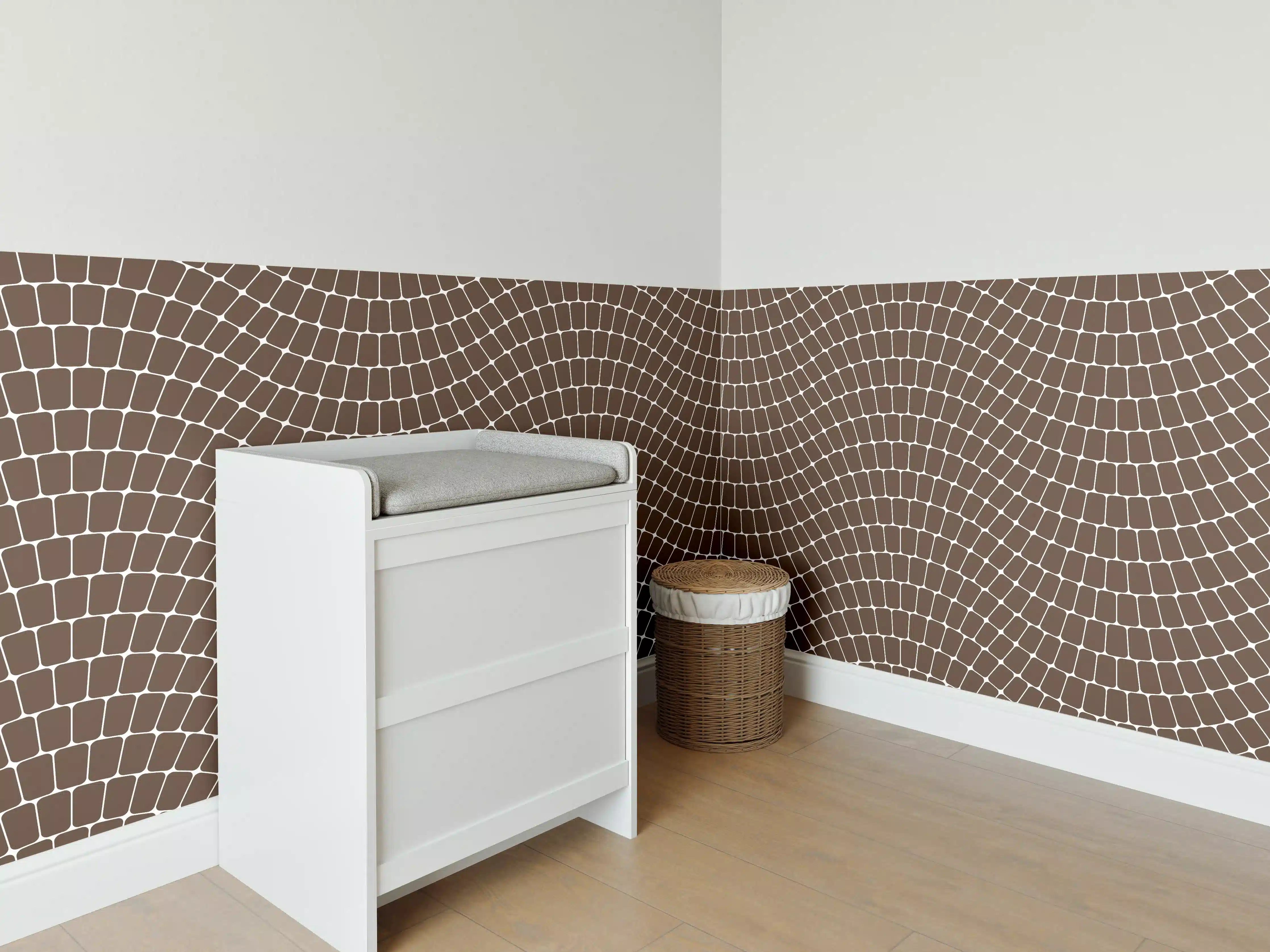 Babyzimmer Wandgestaltung - Wellenmuster in Kaffee-Braun
