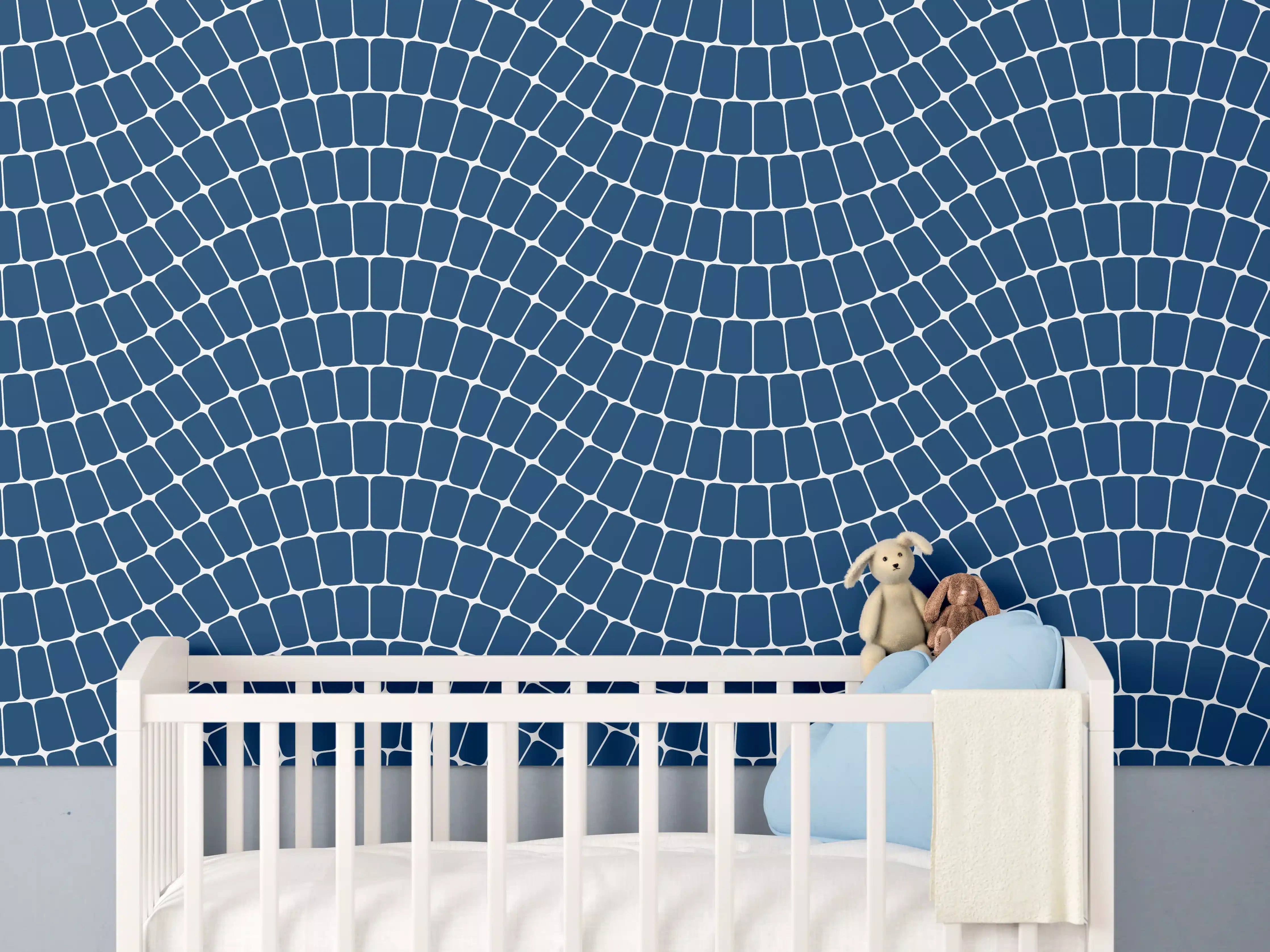 Babyzimmer Wandgestaltung - Wellenmuster in strahlendem Blau
