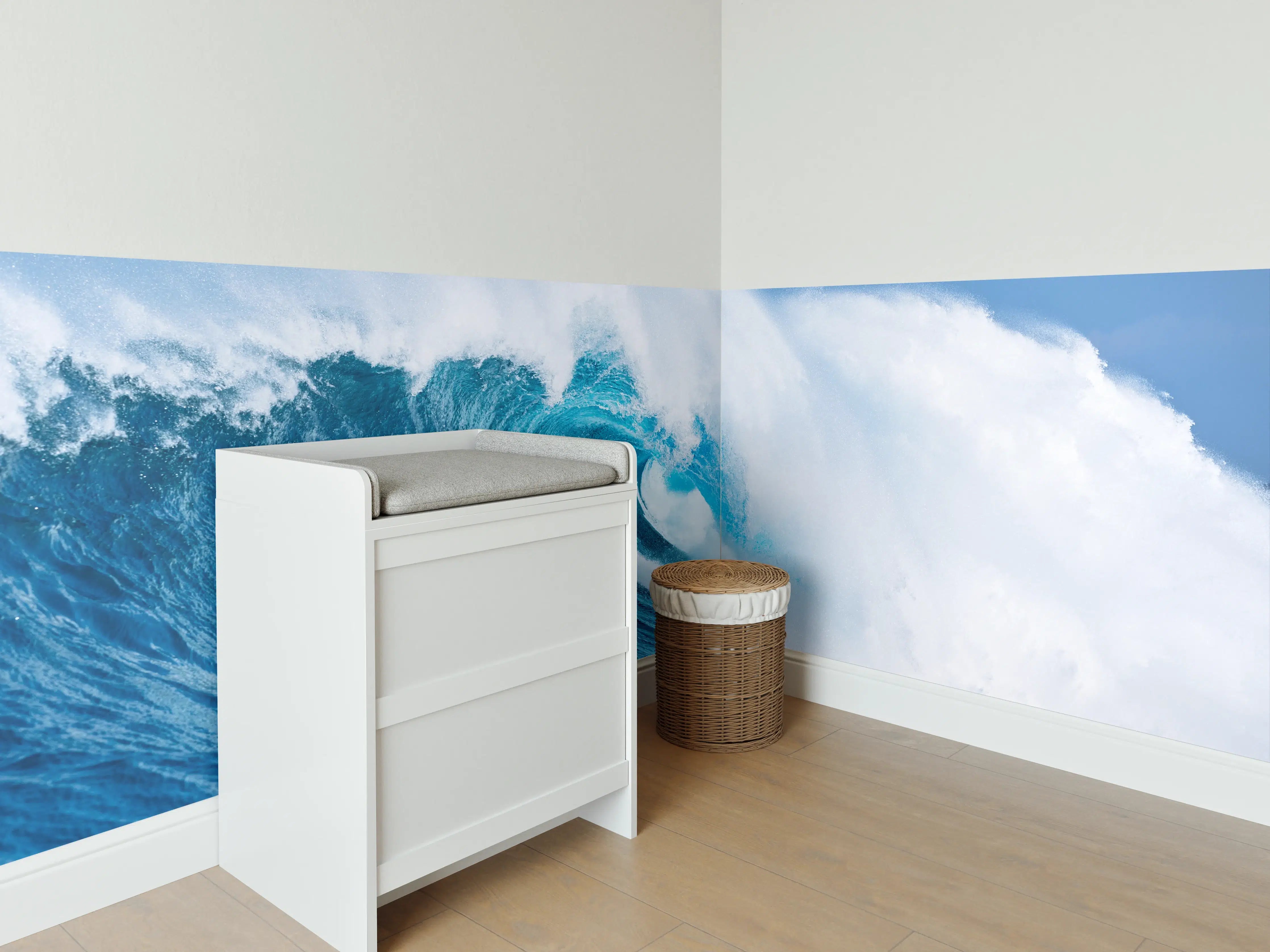 Babyzimmer Wandgestaltung - Wellentraum in Blau