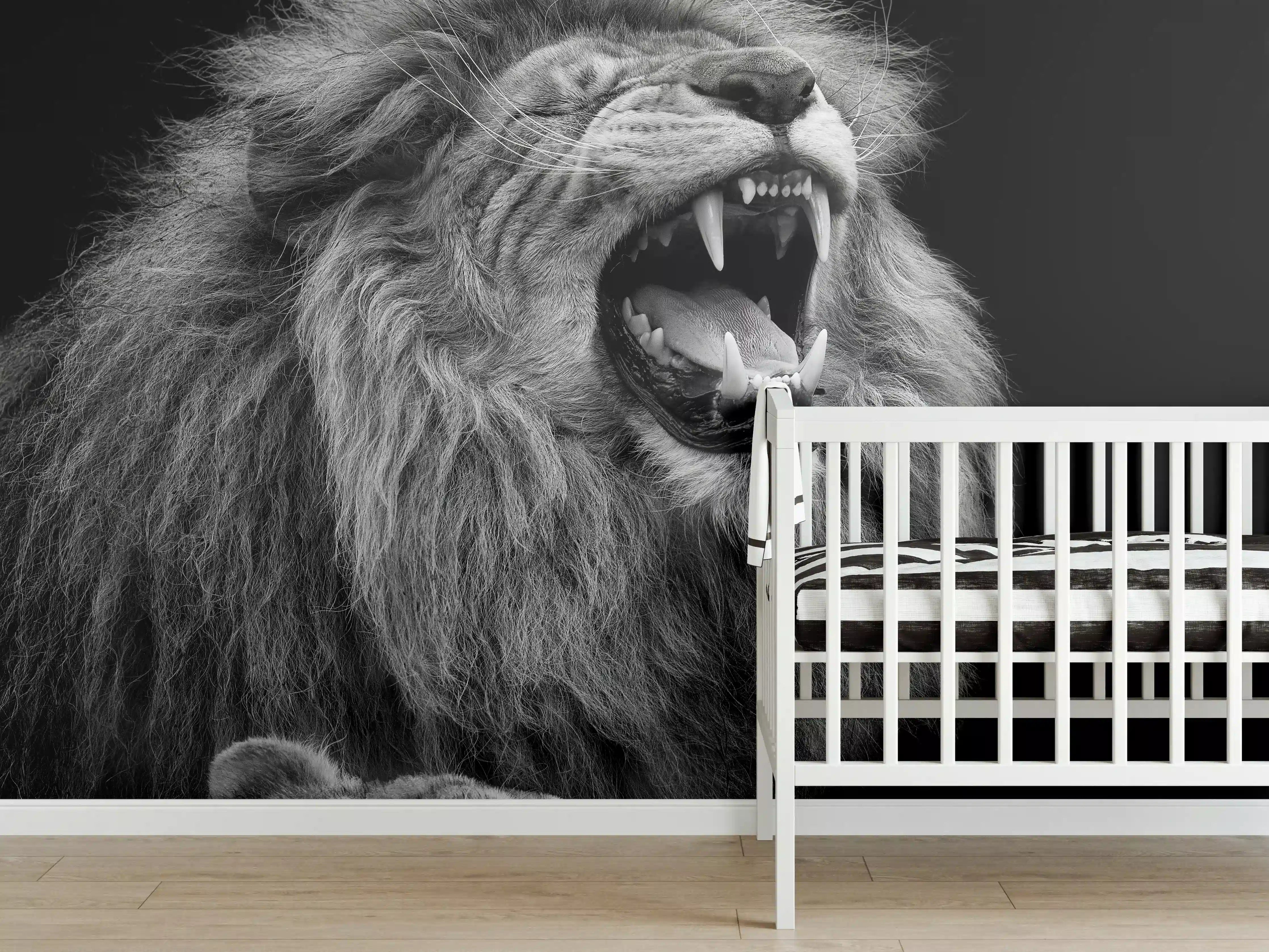 Babyzimmer Wandgestaltung - Wildtiere auf schwarzem Hintergrund