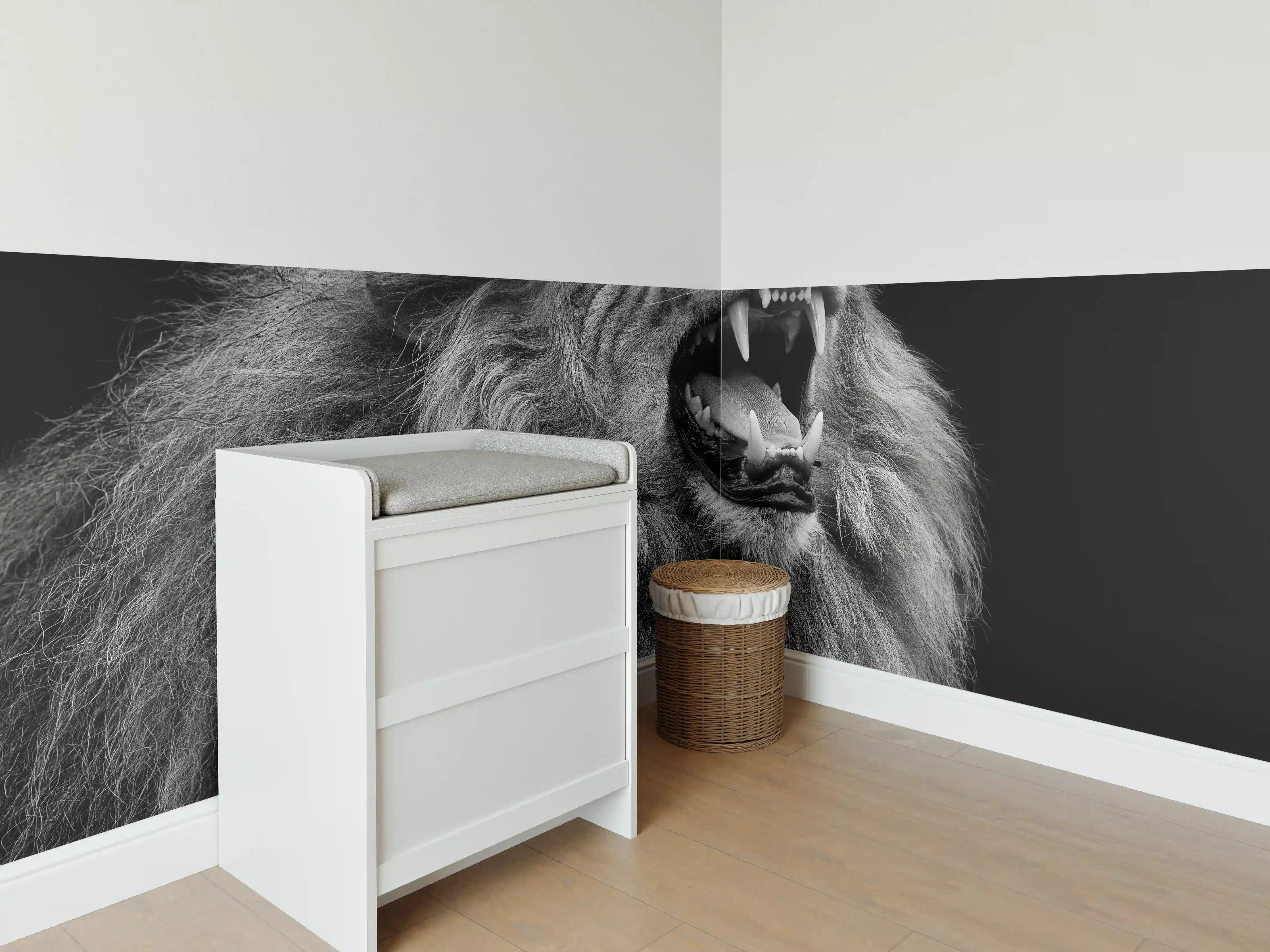 Babyzimmer Wandgestaltung - Wildtiere auf schwarzem Hintergrund