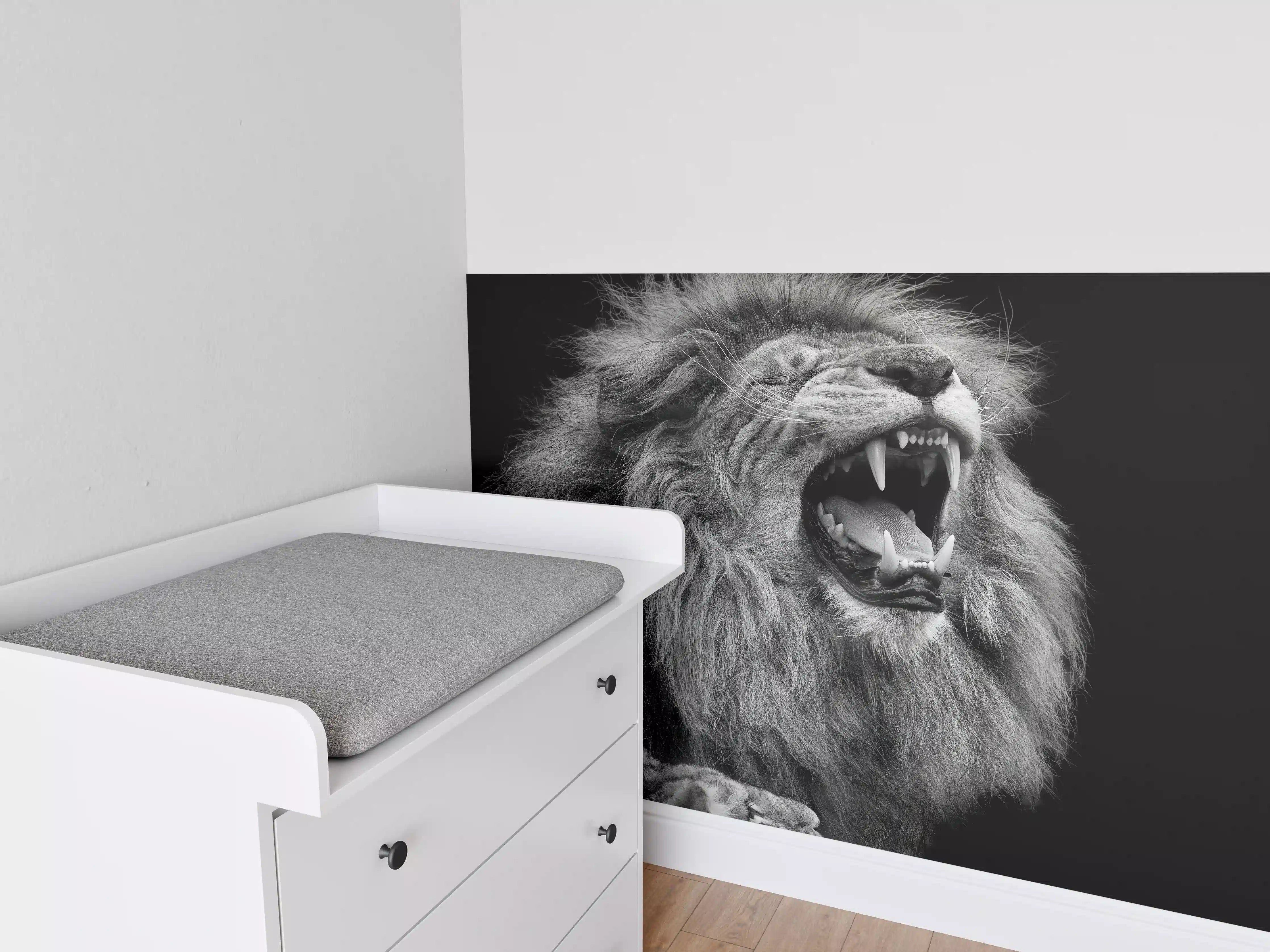 Babyzimmer Wandgestaltung - Wildtiere auf schwarzem Hintergrund