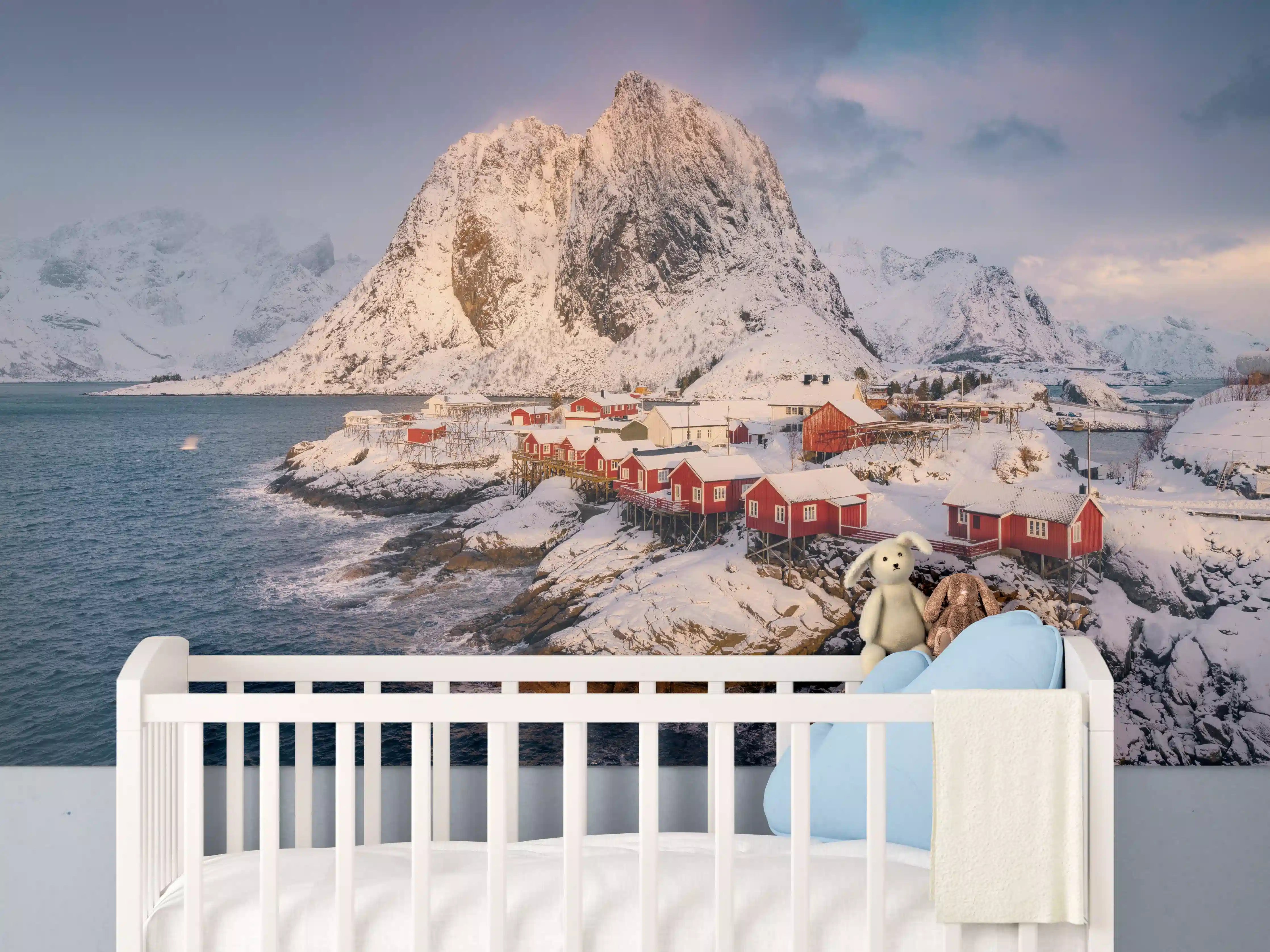 Babyzimmer Wandgestaltung - Winteridyll Lofoten Norwegen