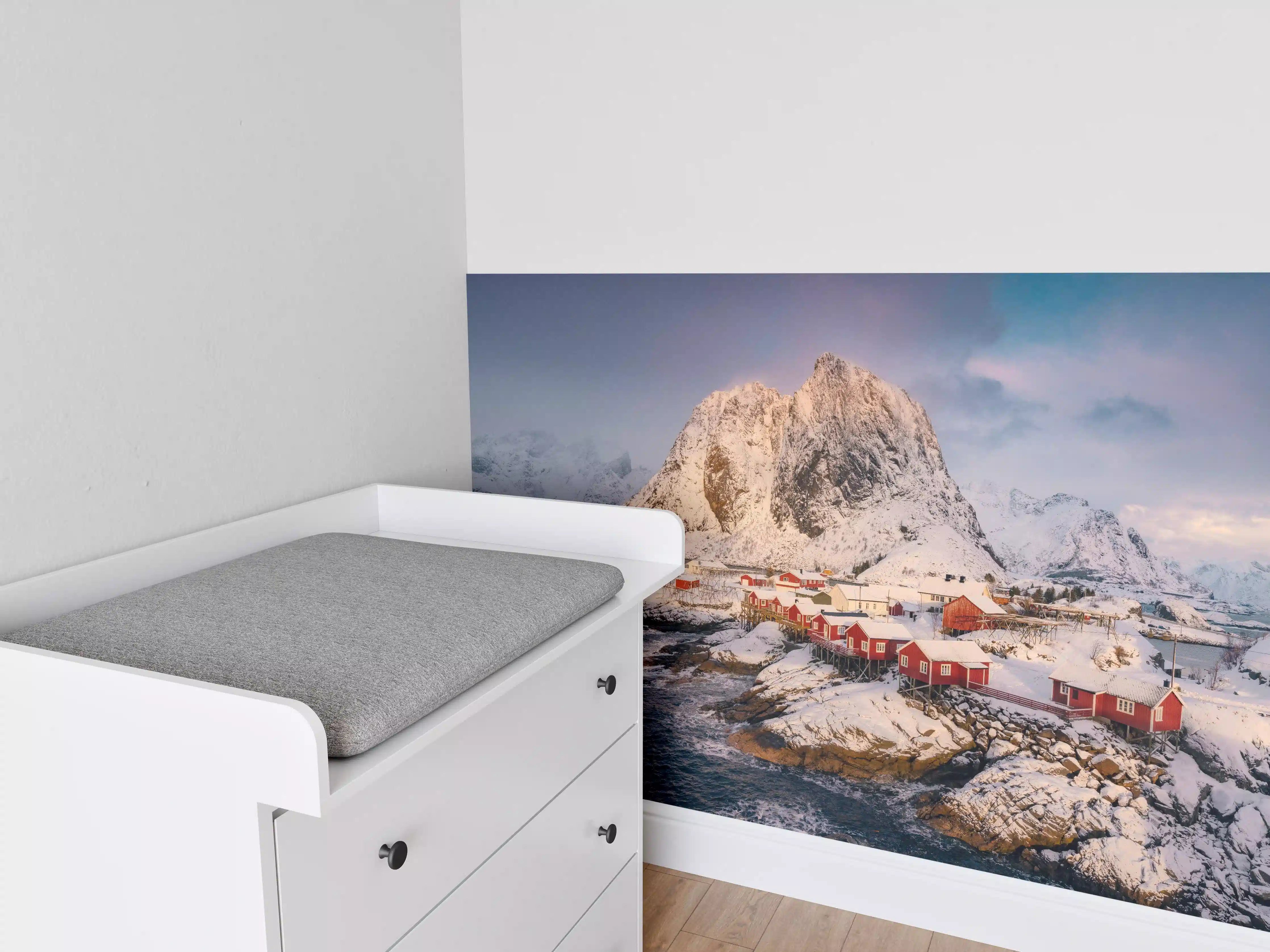 Babyzimmer Wandgestaltung - Winteridyll Lofoten Norwegen