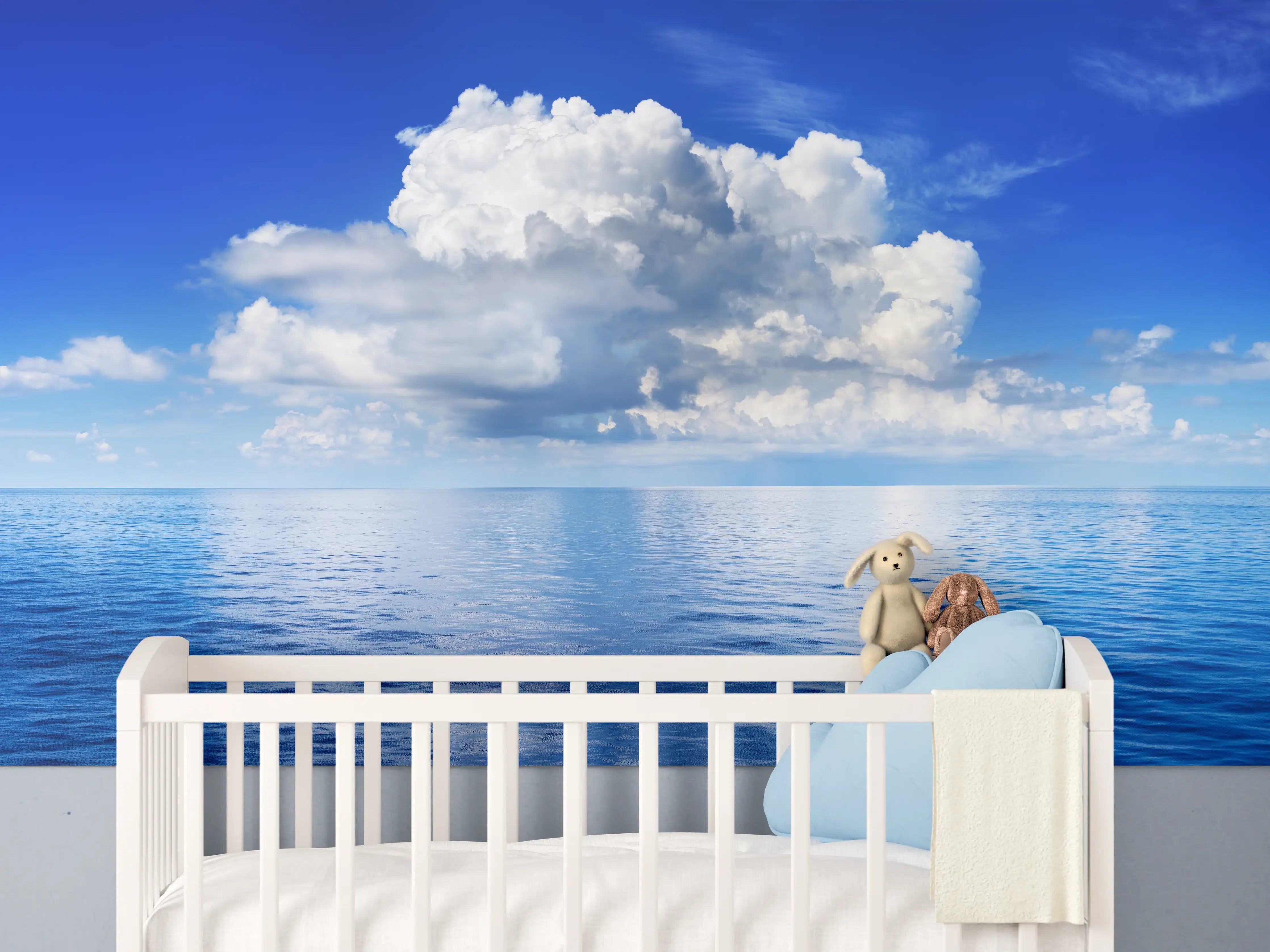 Babyzimmer Wandgestaltung - Wolkenkulisse über dem Ozean