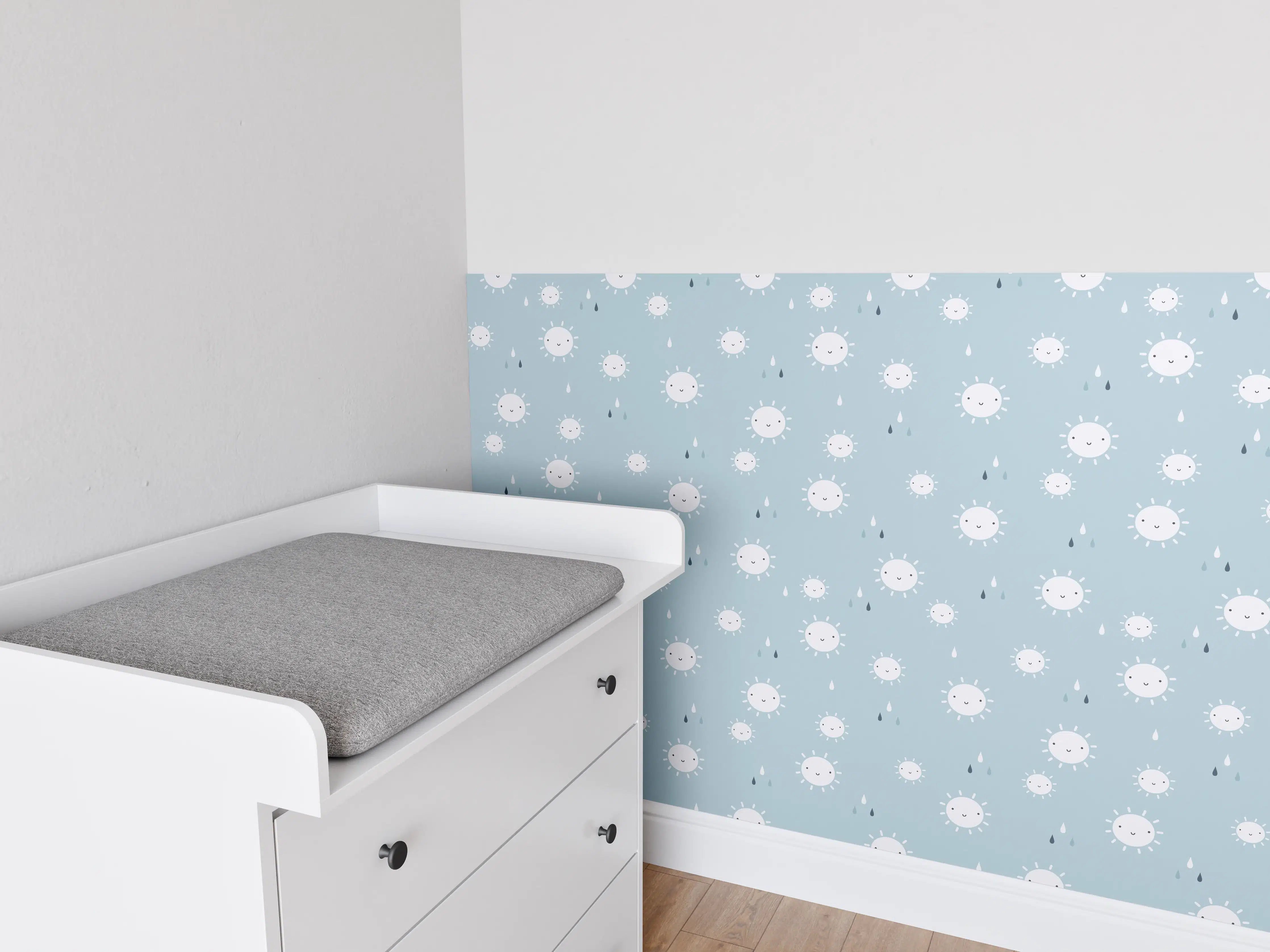 Babyzimmer Wandgestaltung - Wolkenmeer im sanften Grauton