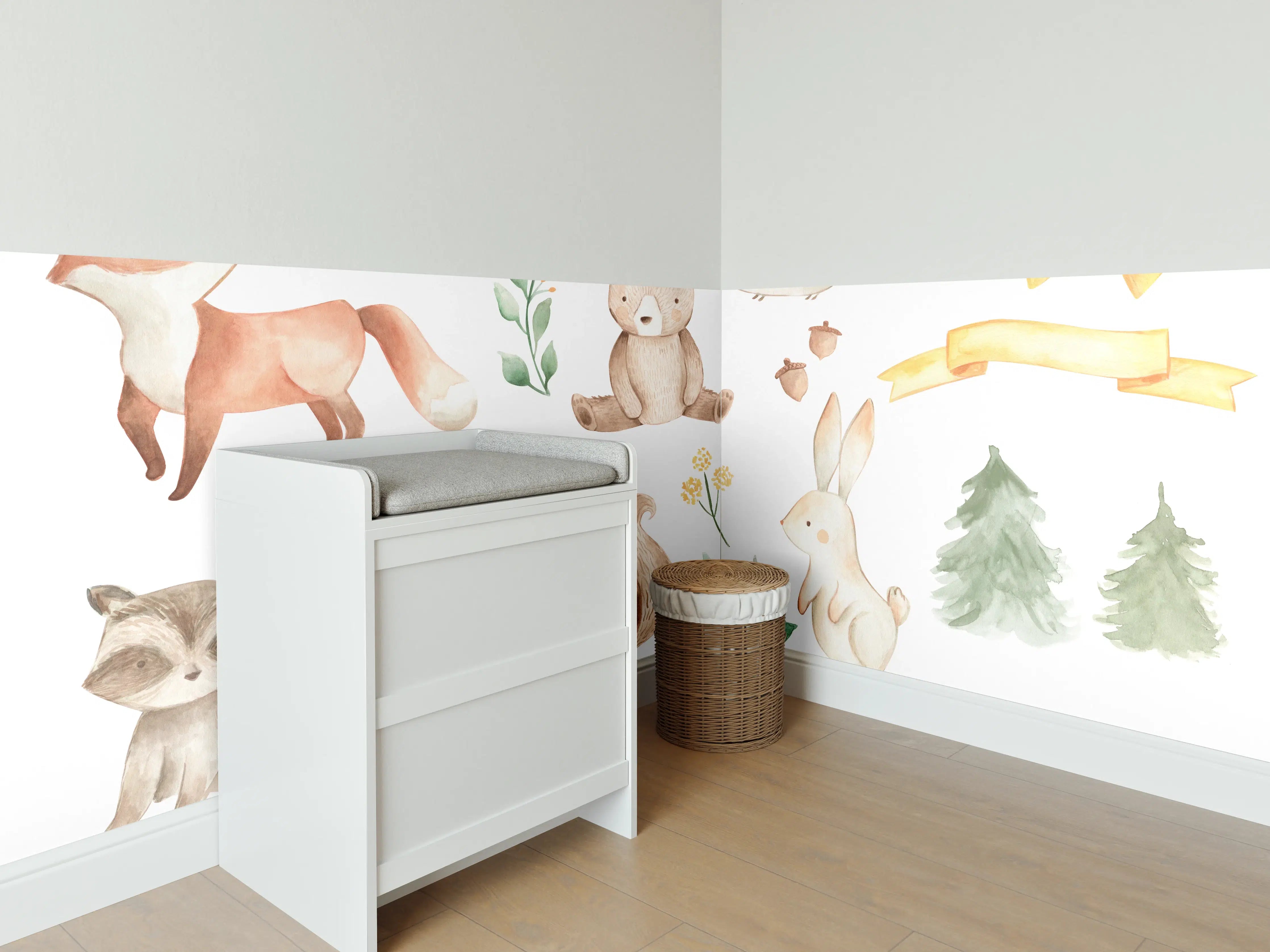 Babyzimmer Wandgestaltung - Woodland Tiere - Aquarell