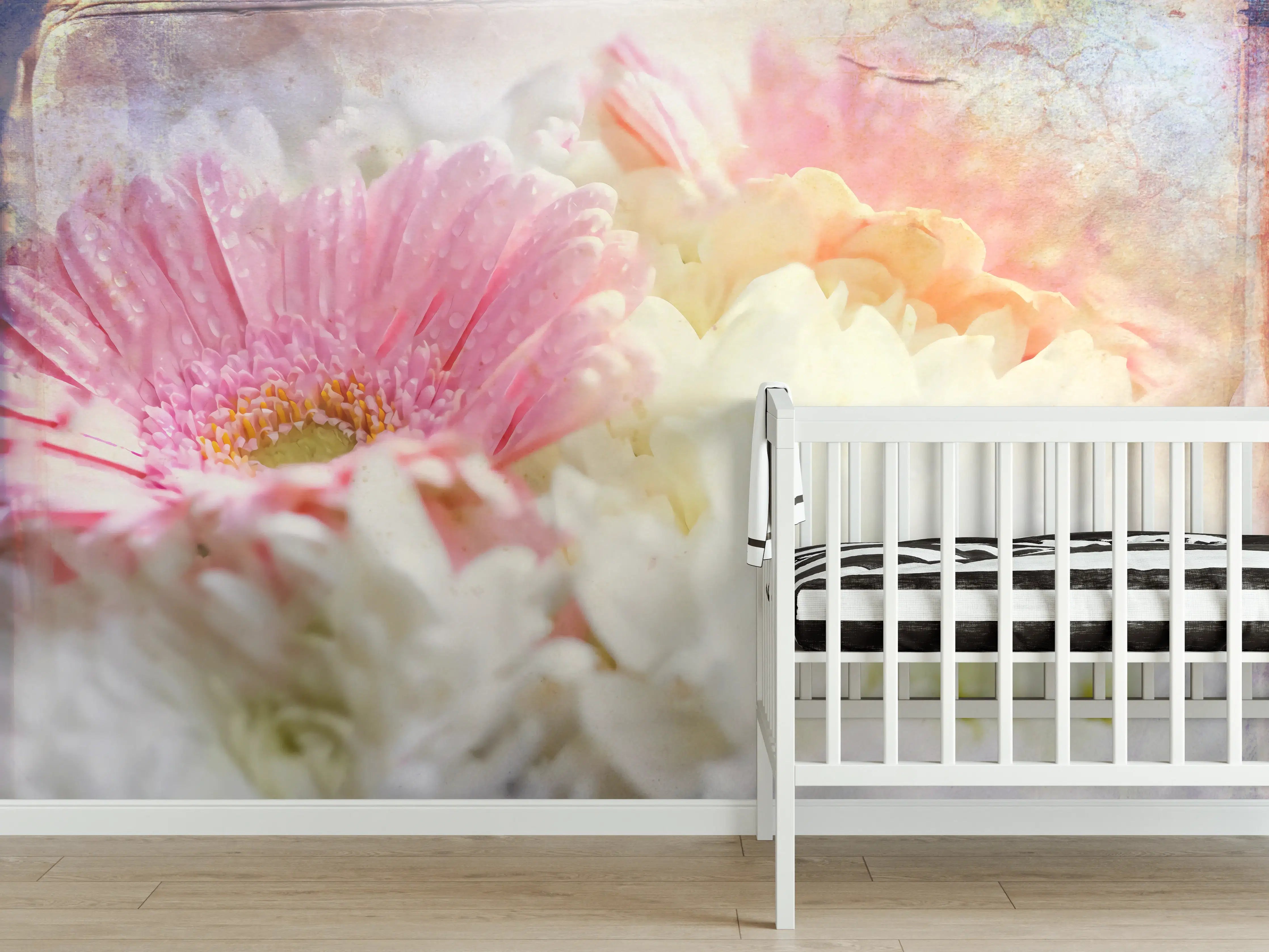 Babyzimmer Wandgestaltung - Wunderschöne Blumen - Nahaufnahme