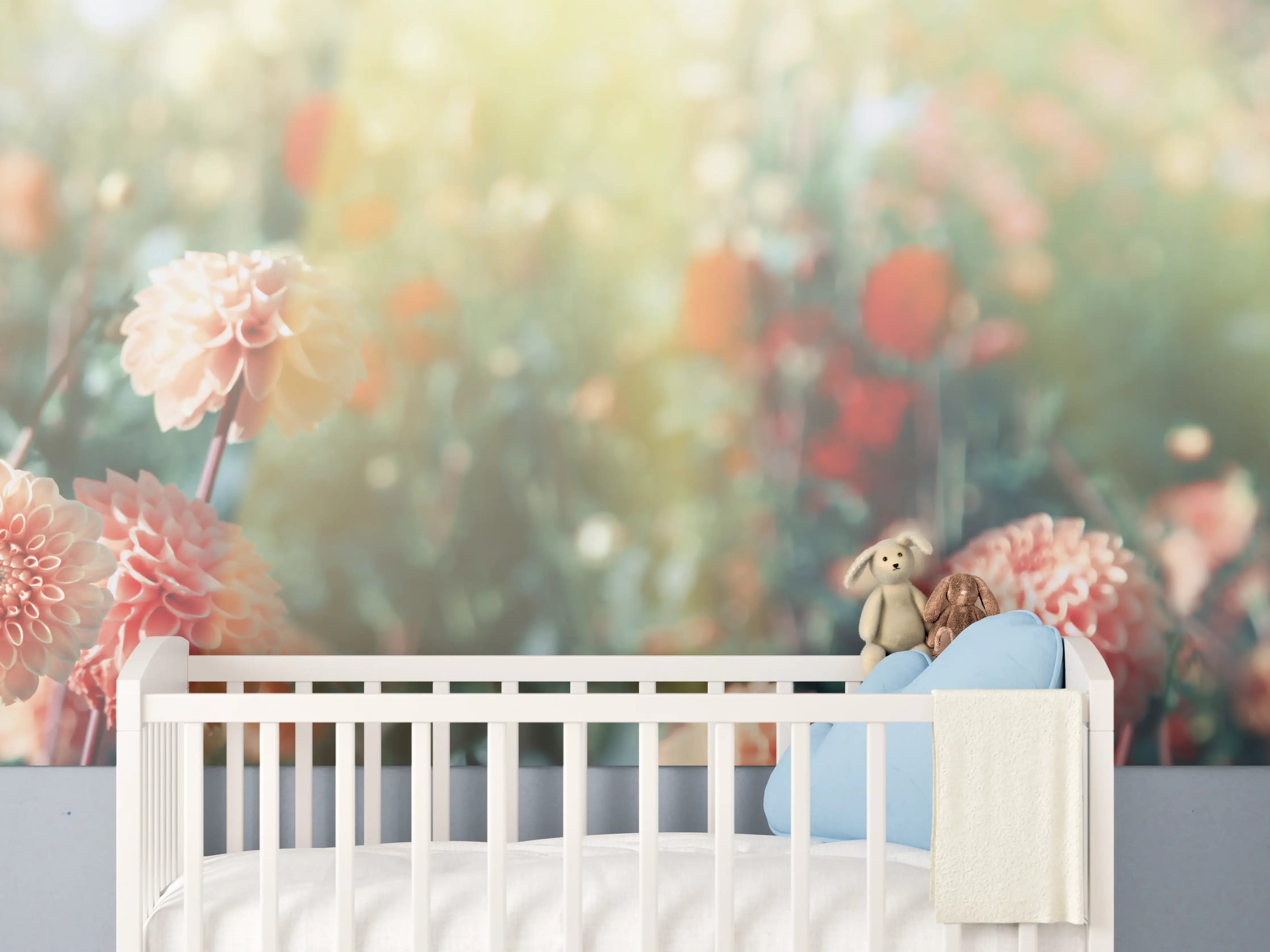 Babyzimmer Wandgestaltung - Wunderschöne Blumen im Sommer