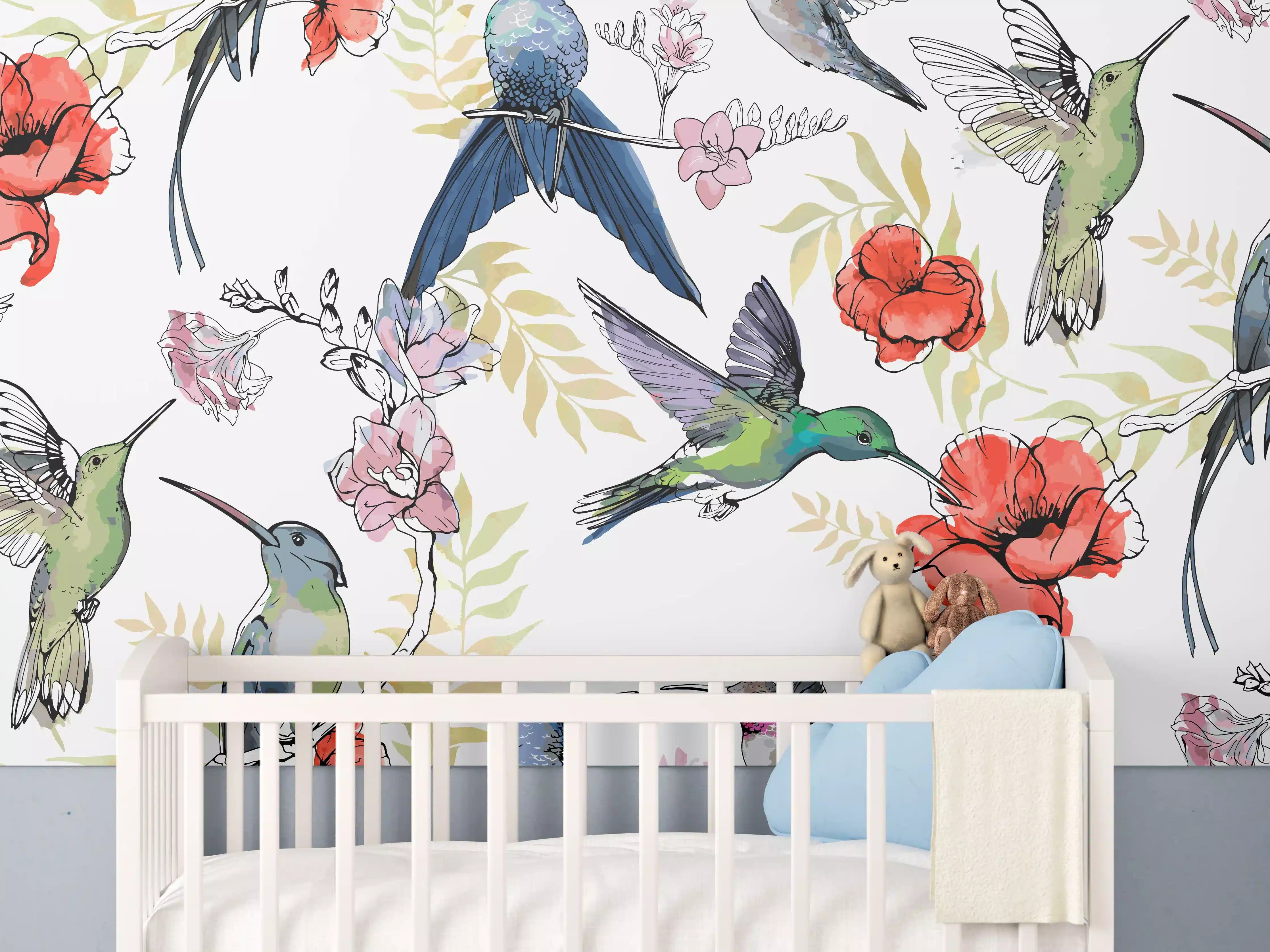 Babyzimmer Wandgestaltung - Wunderschöne Kolibris