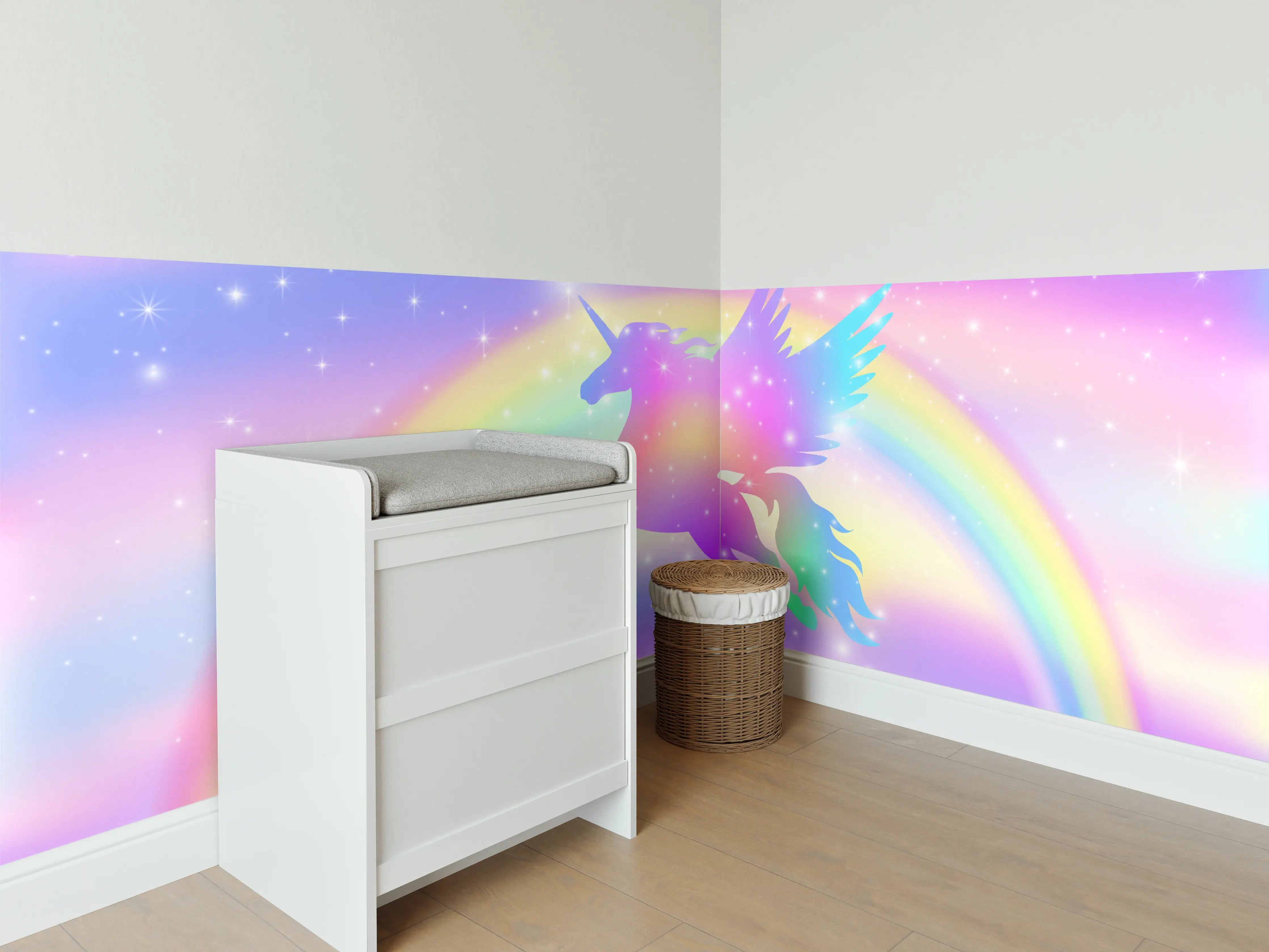 Babyzimmer Wandgestaltung - Wunderschöner Regenbogen-Hybrid-Unicorn