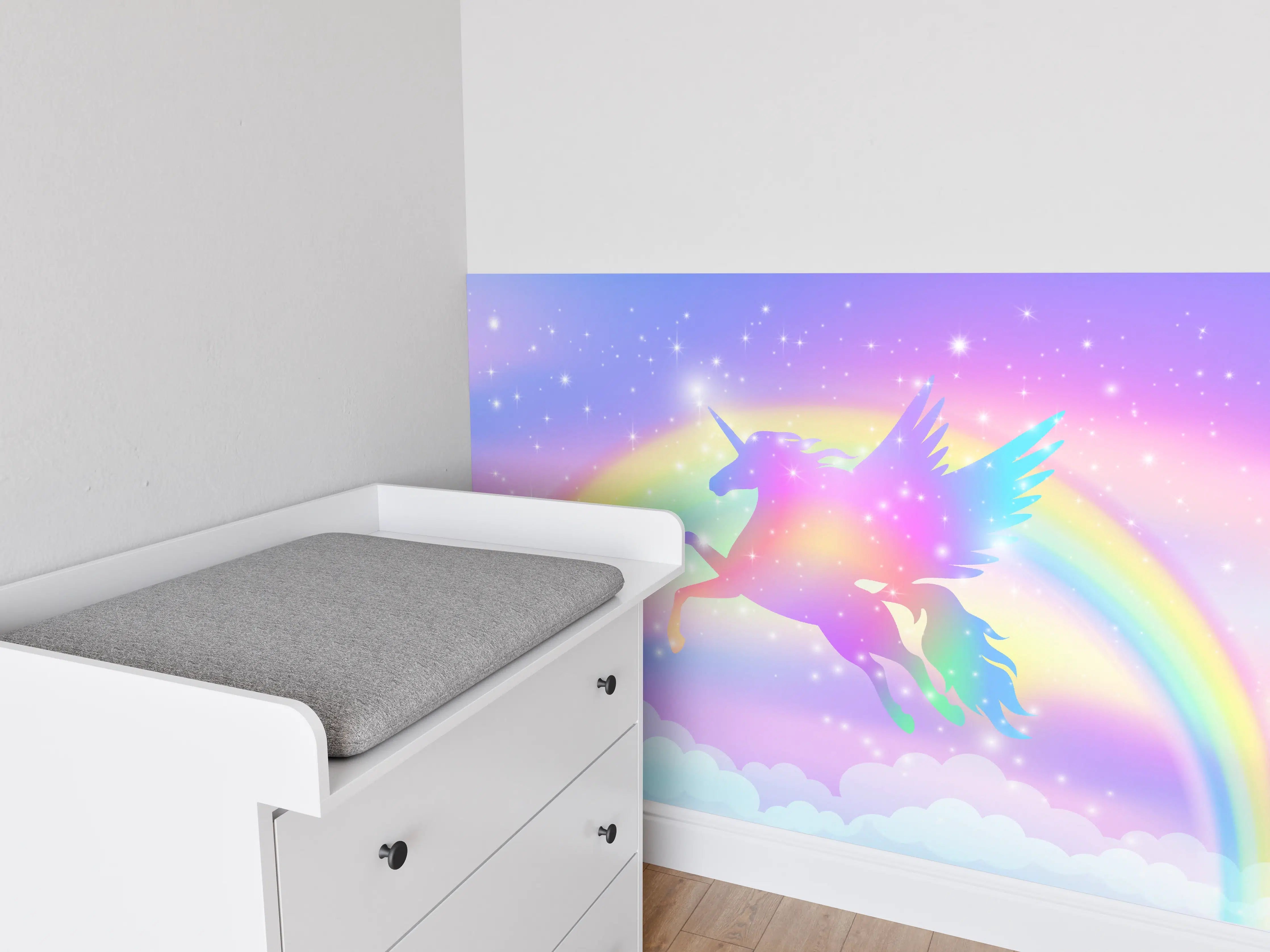 Babyzimmer Wandgestaltung - Wunderschöner Regenbogen-Hybrid-Unicorn