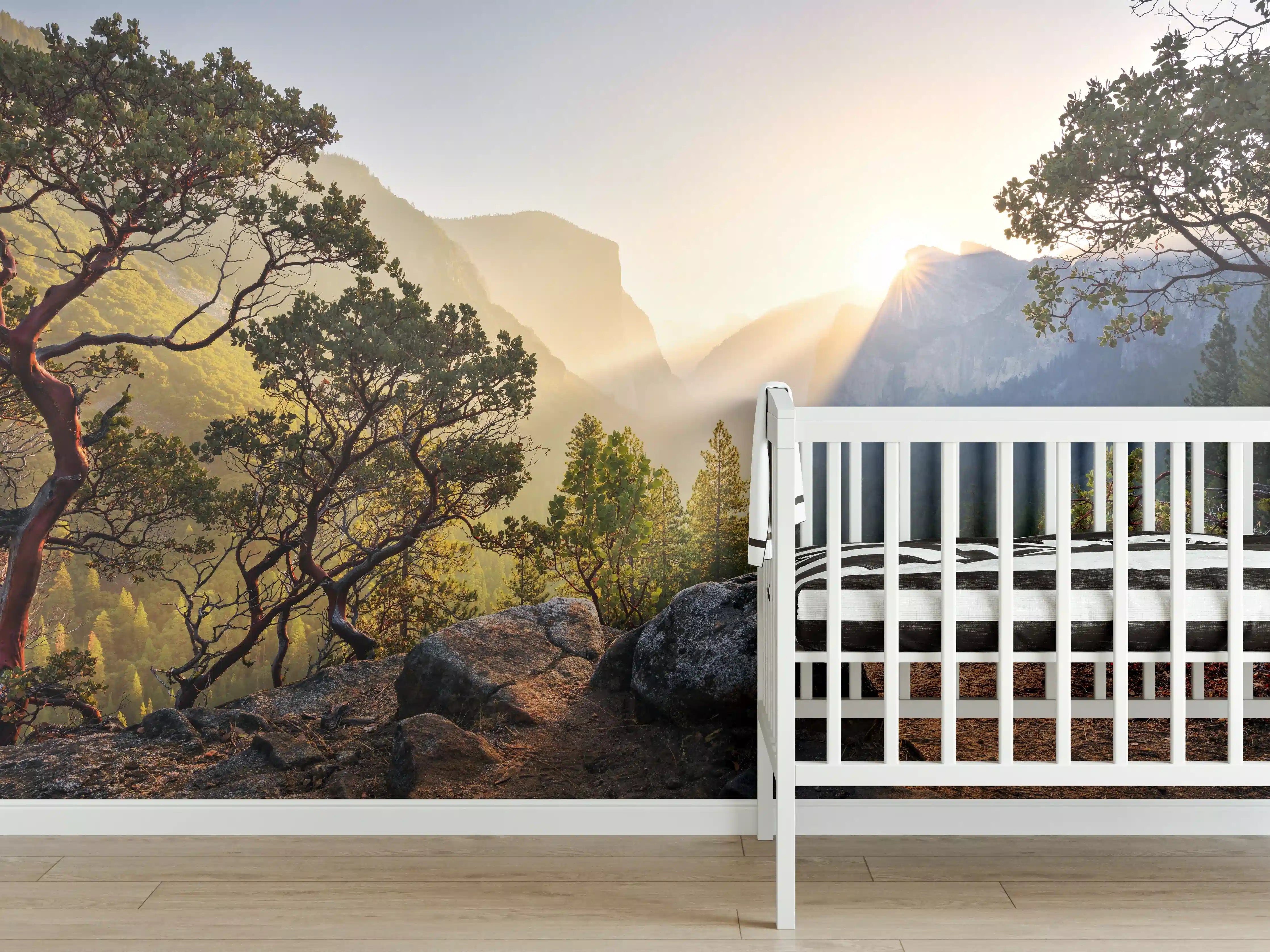 Babyzimmer Wandgestaltung - Yosemite Sonnenstrahlen Panorama