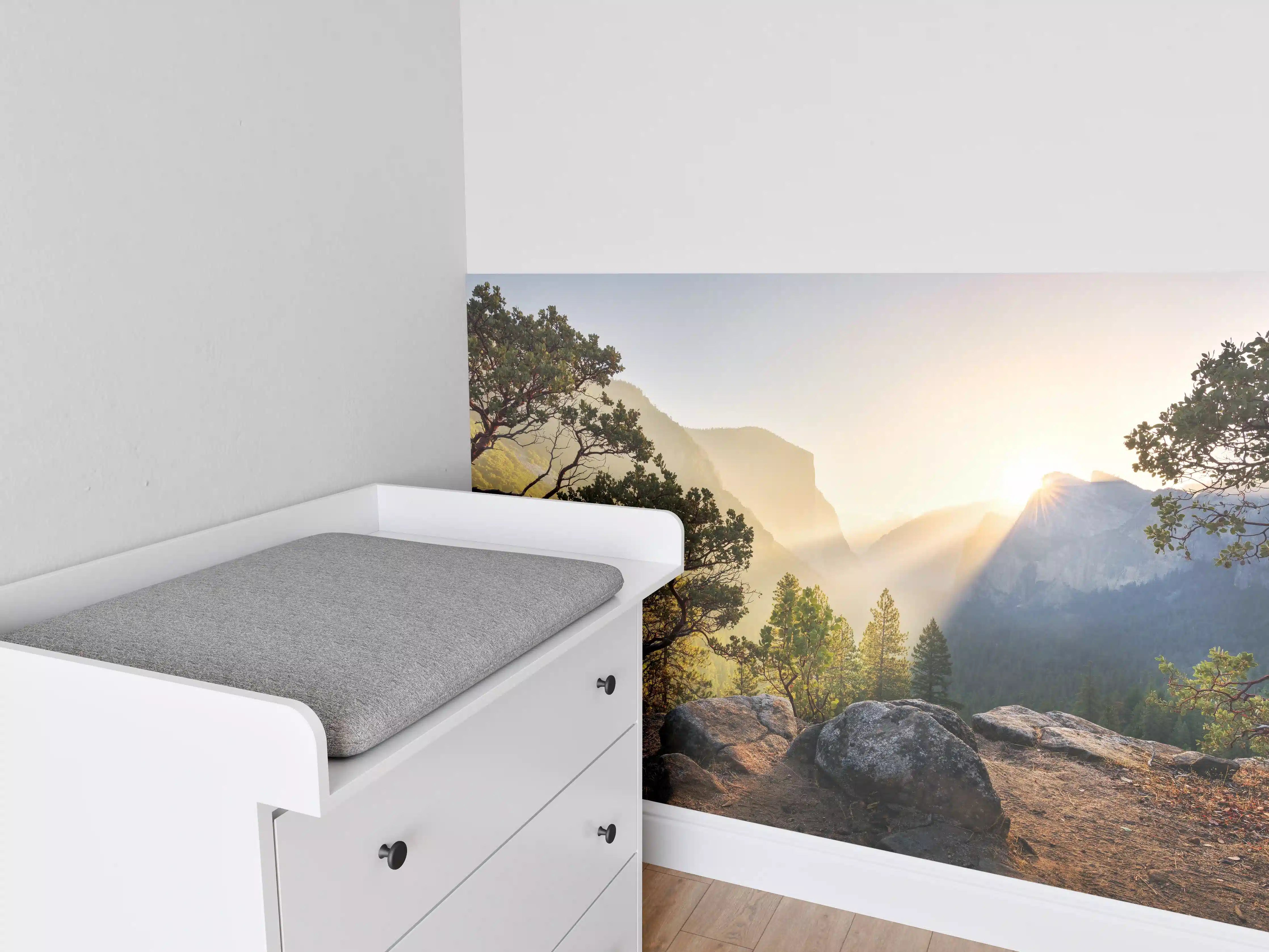 Babyzimmer Wandgestaltung - Yosemite Sonnenstrahlen Panorama