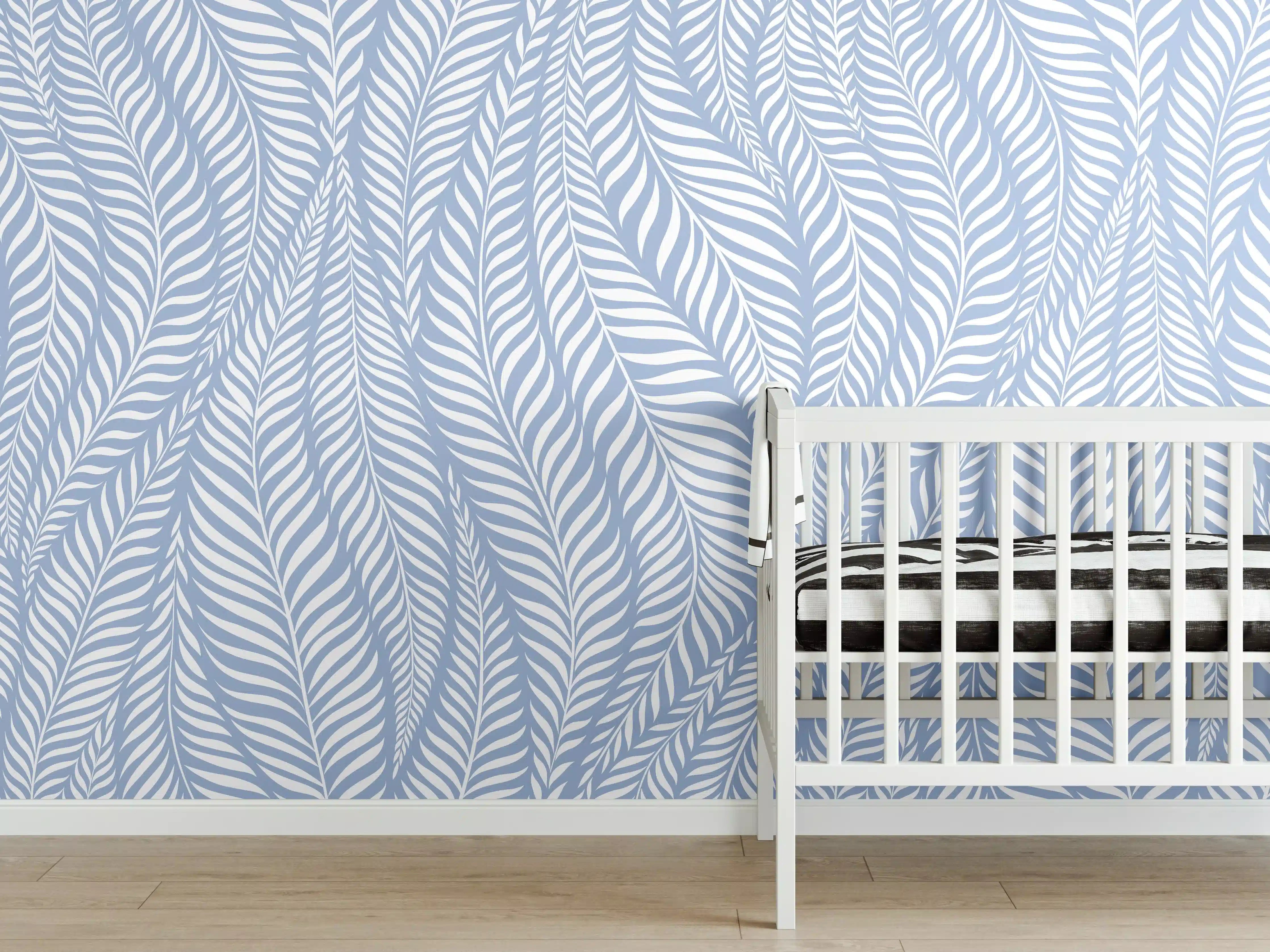 Babyzimmer Wandgestaltung - Zarte Blau-Wellen-Design