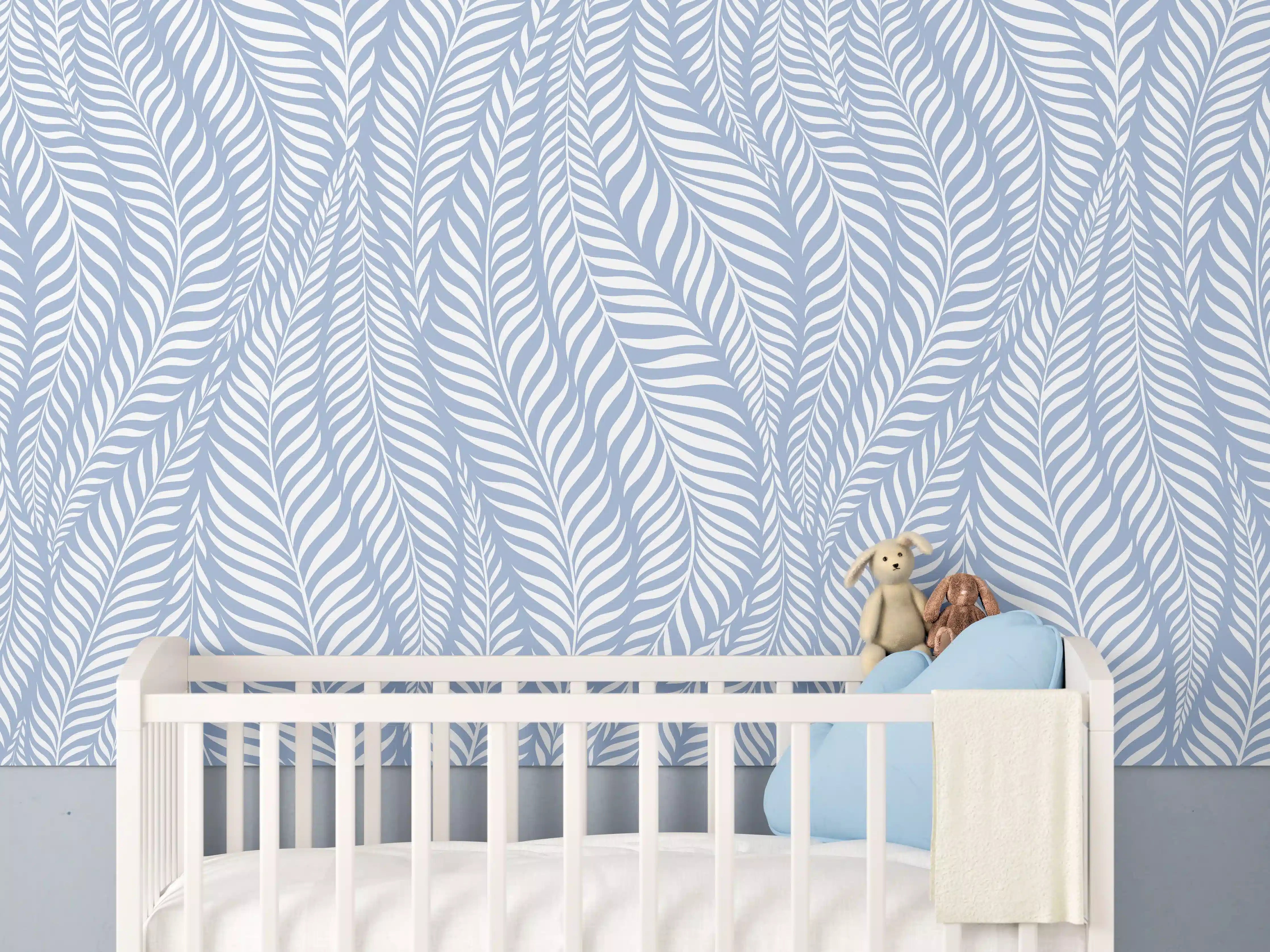 Babyzimmer Wandgestaltung - Zarte Blau-Wellen-Design