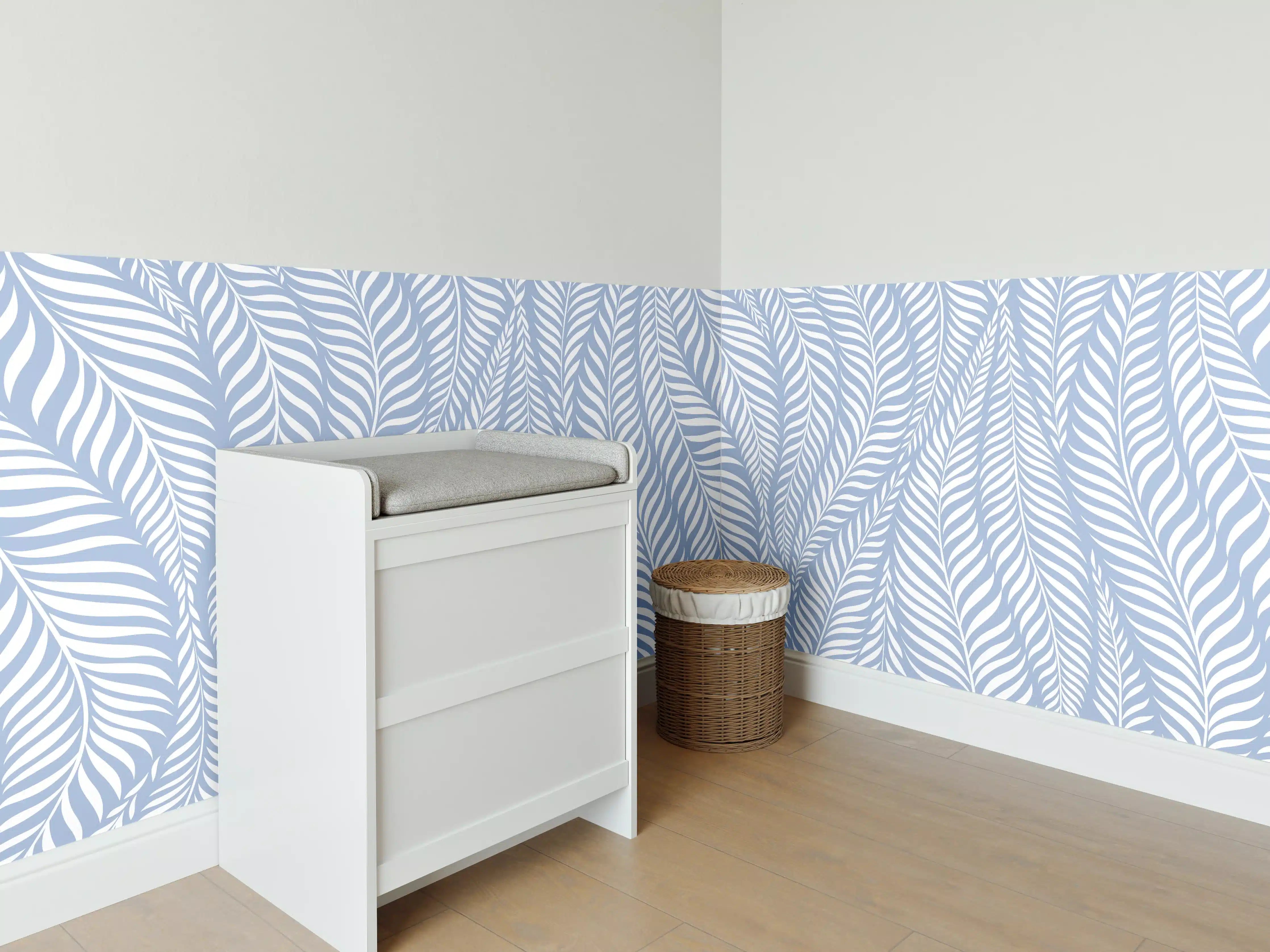 Babyzimmer Wandgestaltung - Zarte Blau-Wellen-Design
