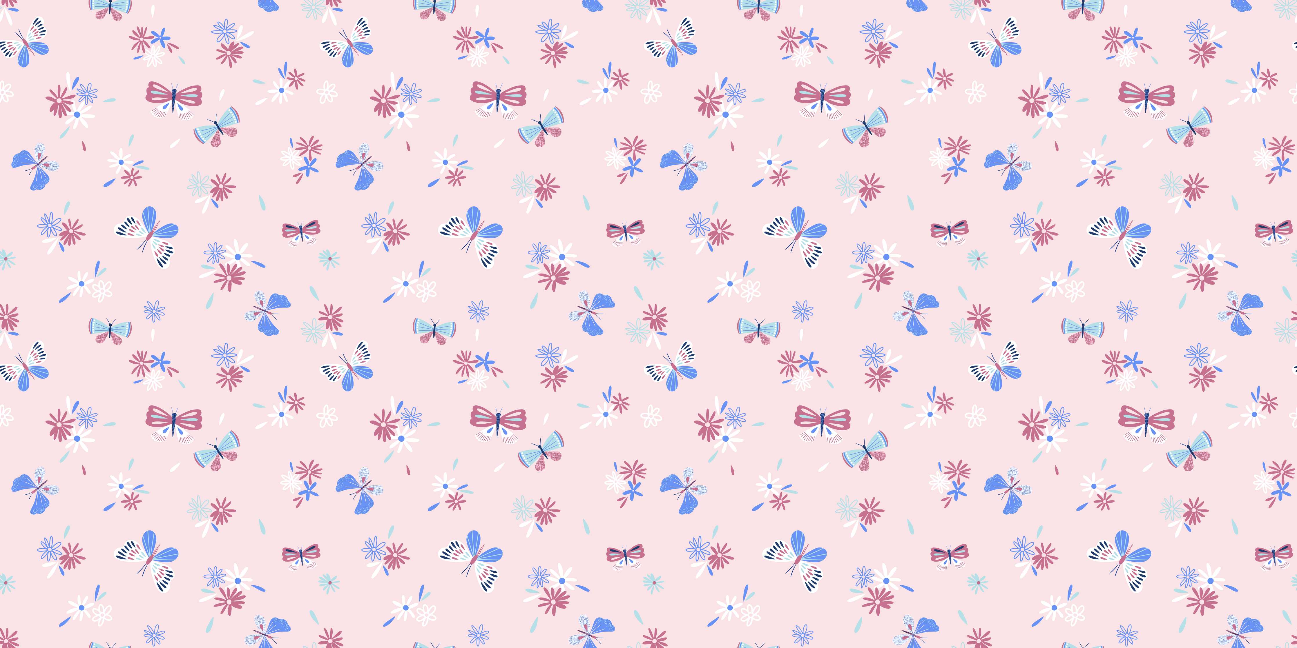 Babyzimmer Wandgestaltung-Zarte Blumen und Schmetterlinge in Pastellfarben