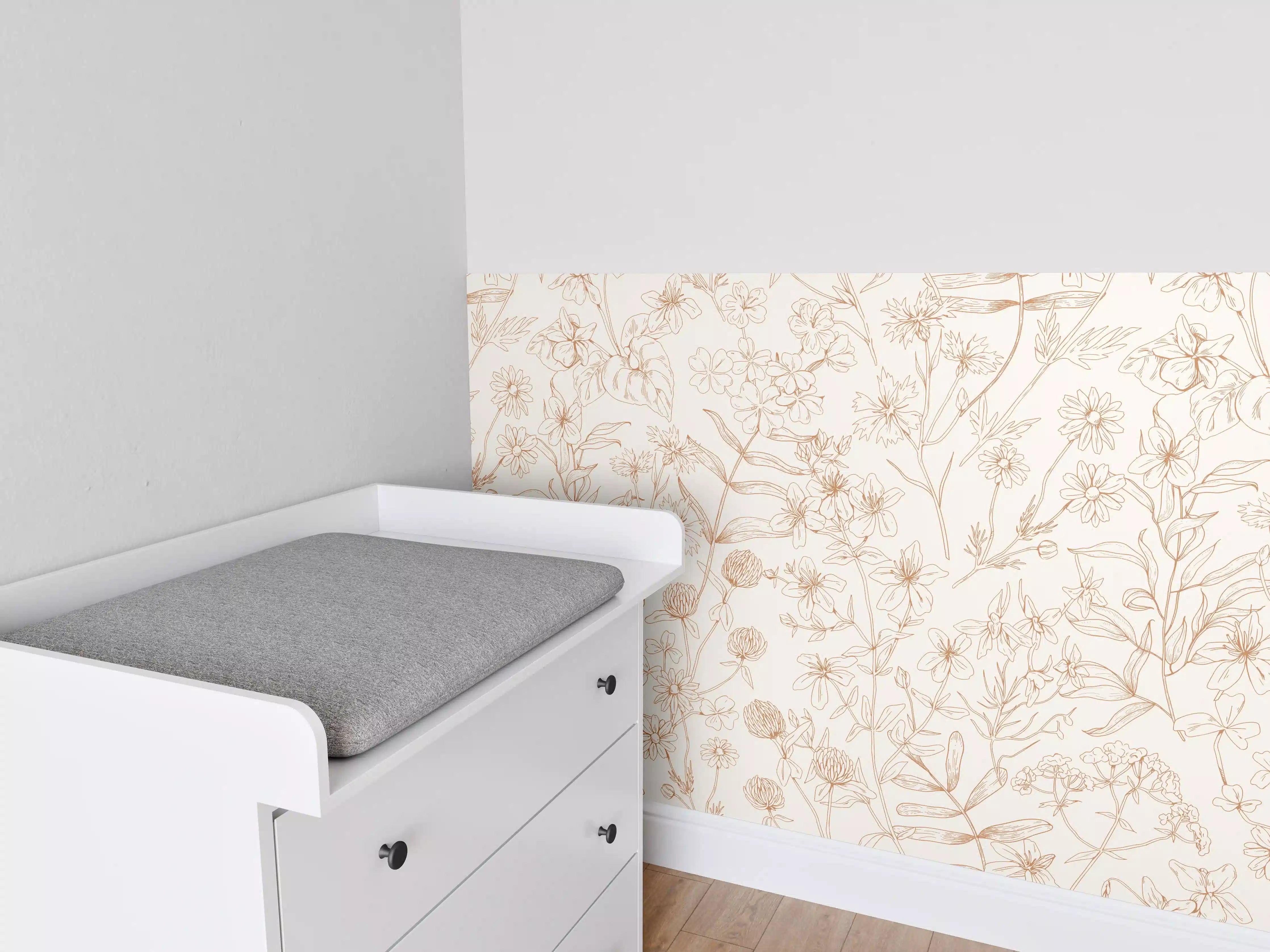 Babyzimmer Wandgestaltung - Zarte Naturmuster in Beige und Hellbraun