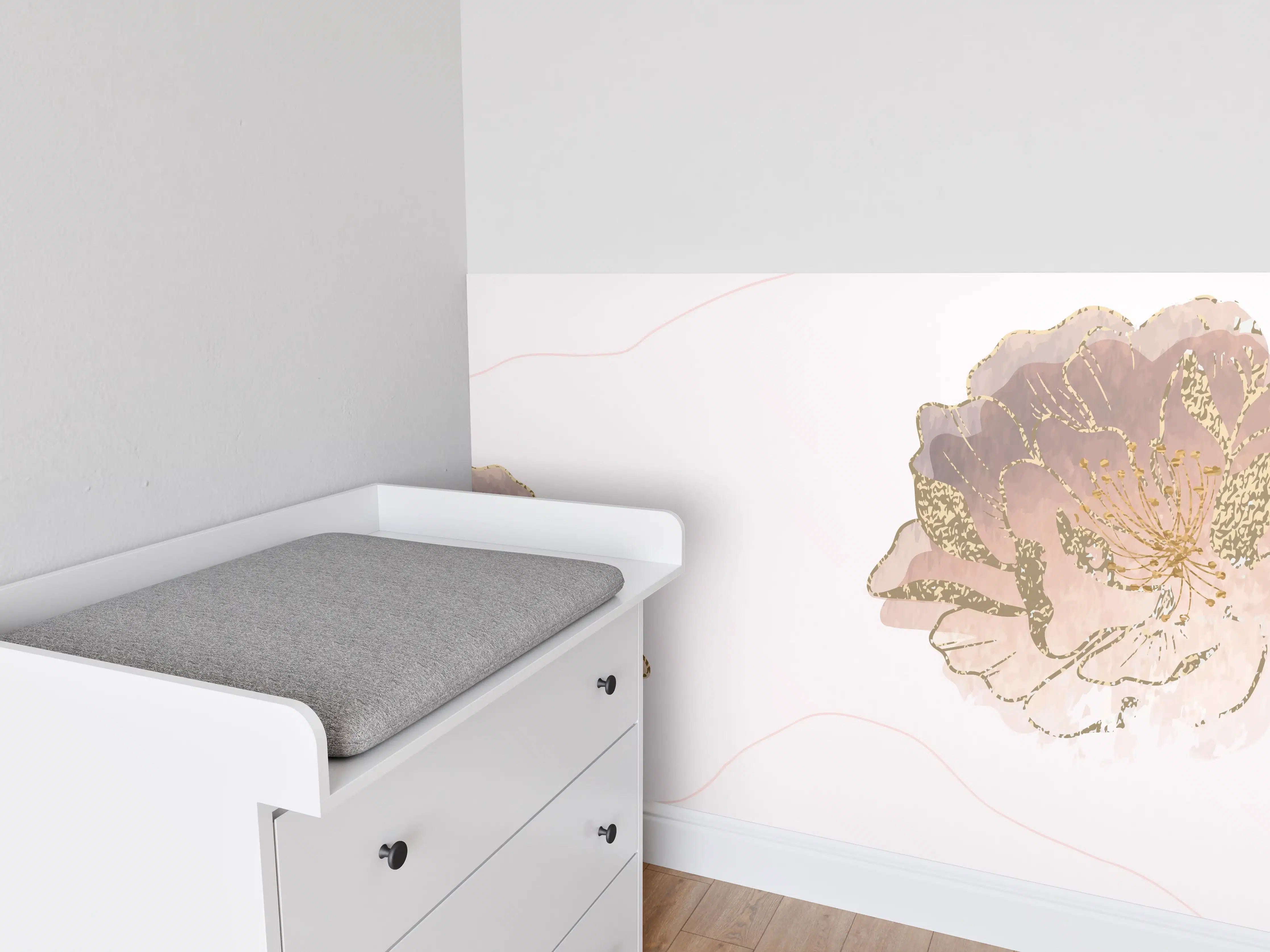Babyzimmer Wandgestaltung - Zarte Pastell-Blumenstruktur