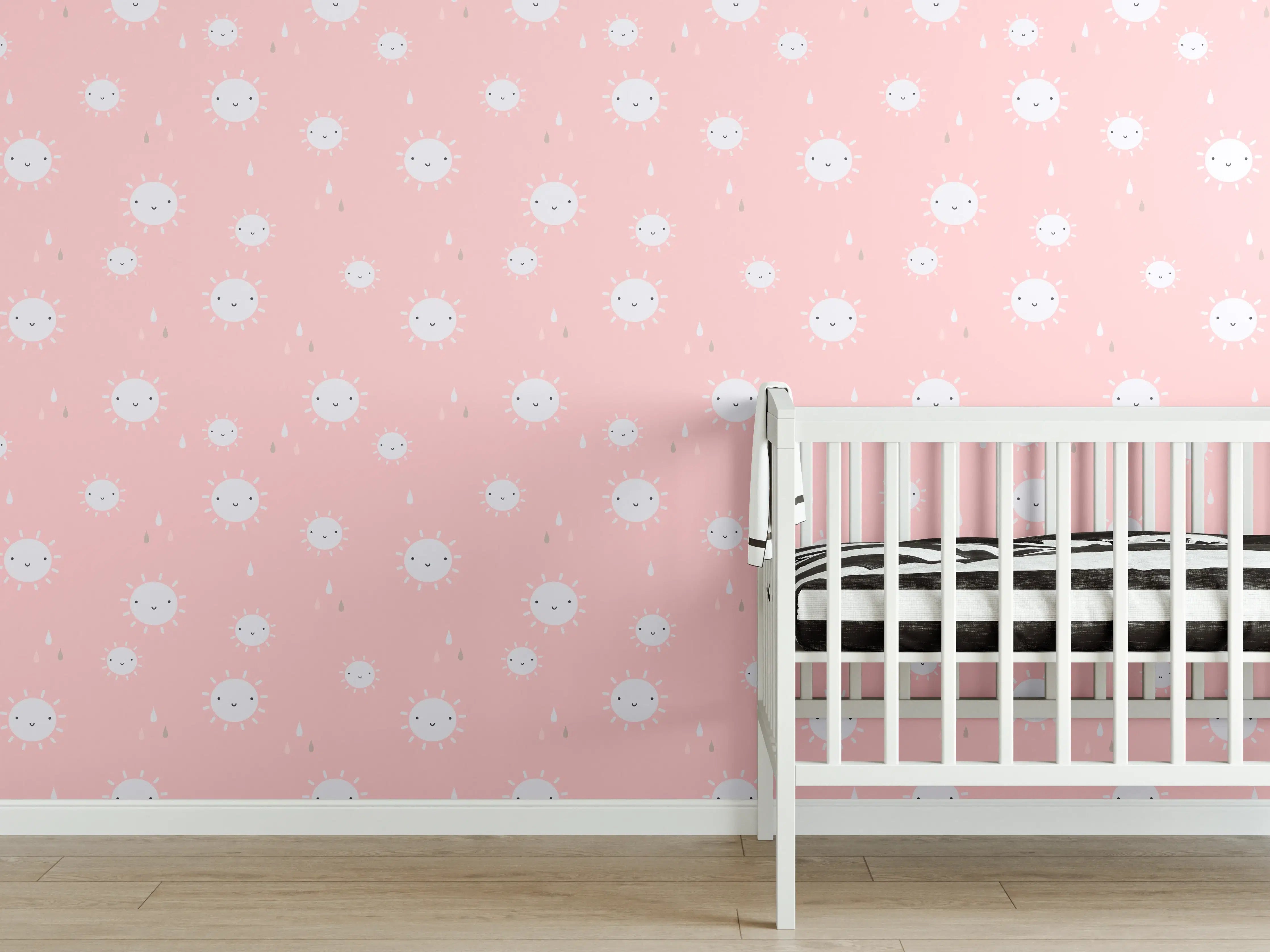 Babyzimmer Wandgestaltung - Zarte Pastellblumen in Rosántönen