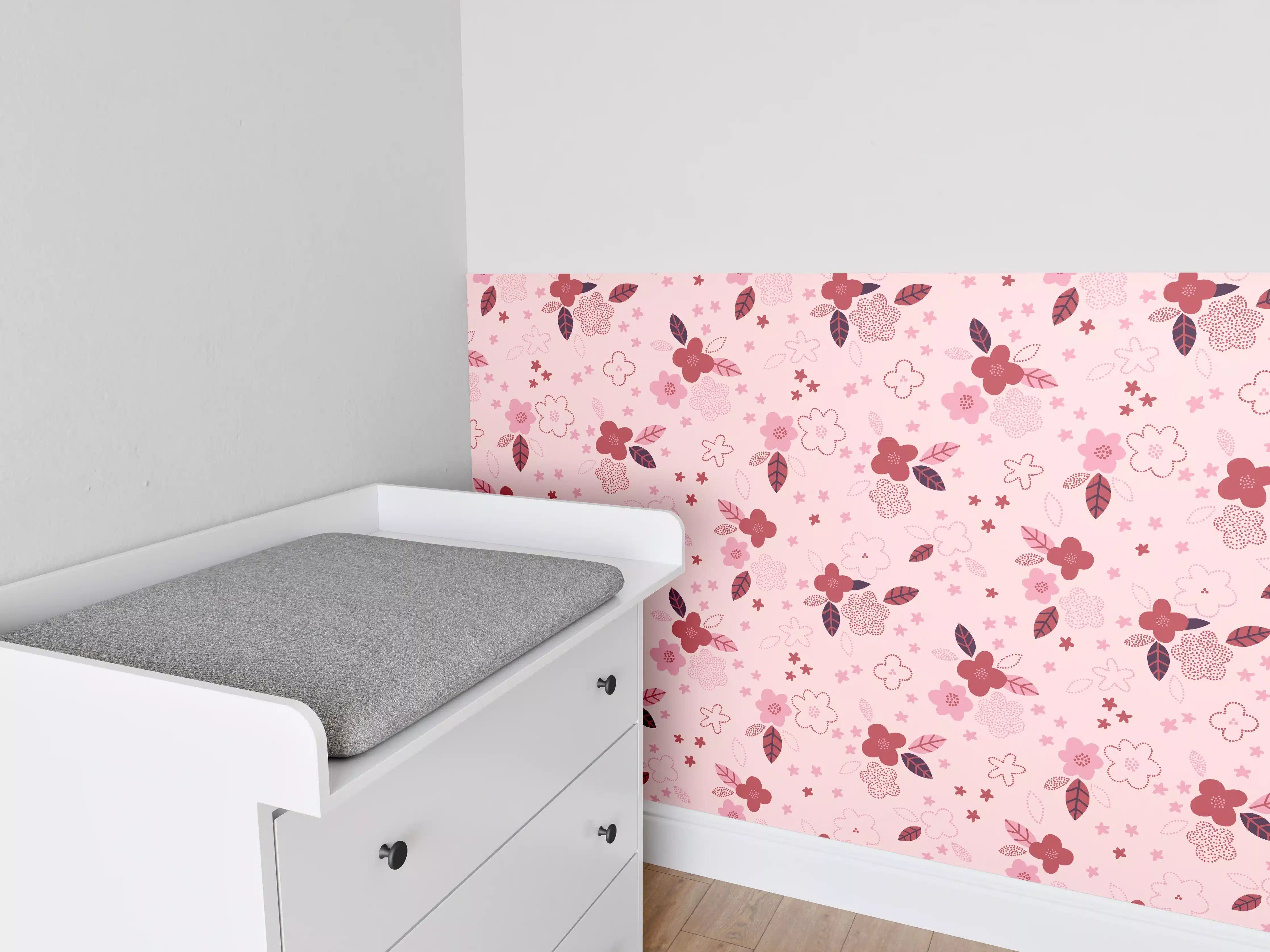Babyzimmer Wandgestaltung - Zarte rosa Schmetterlingsmuster