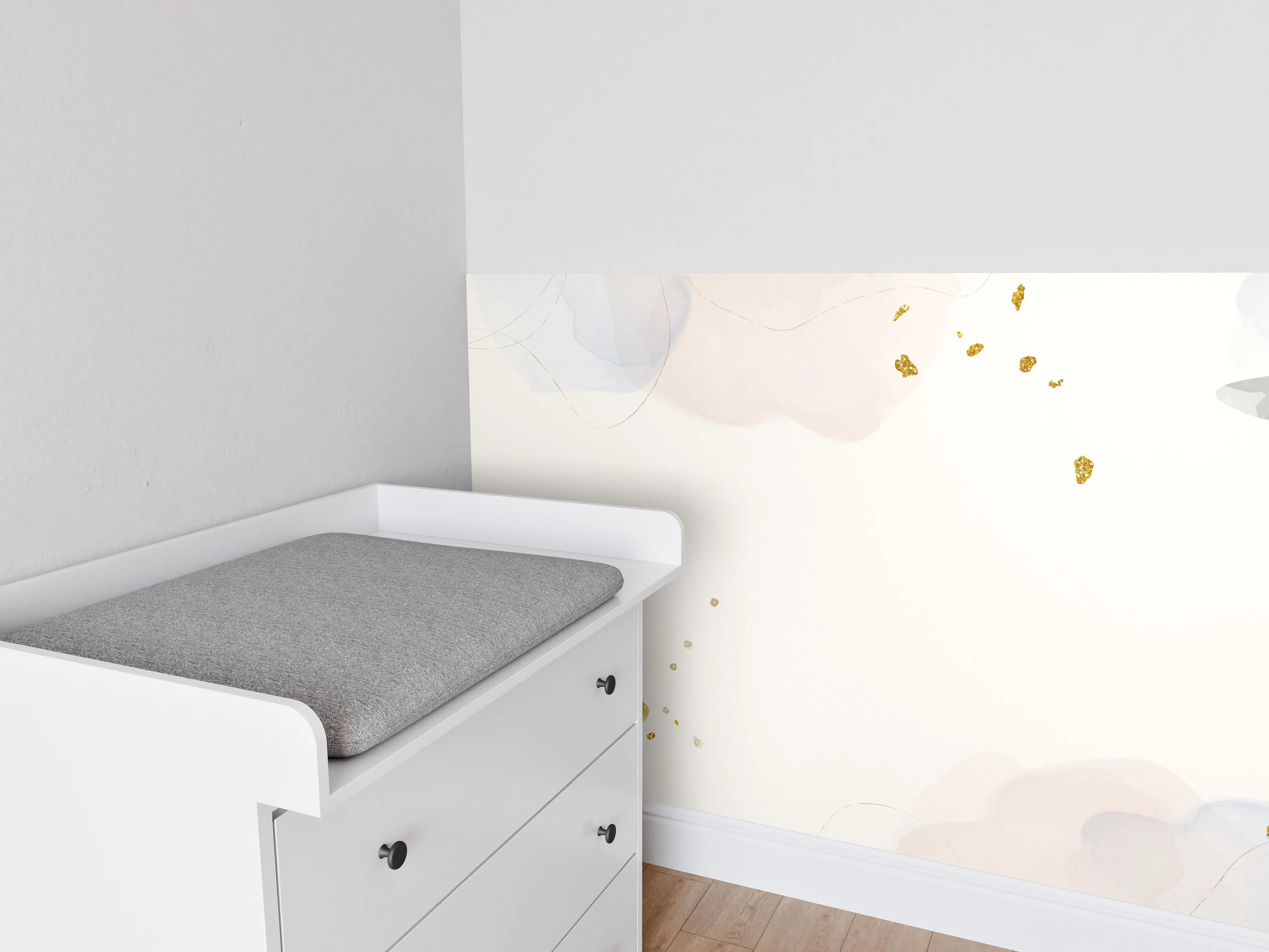 Babyzimmer Wandgestaltung - Zartes Blumen Aquarell Design