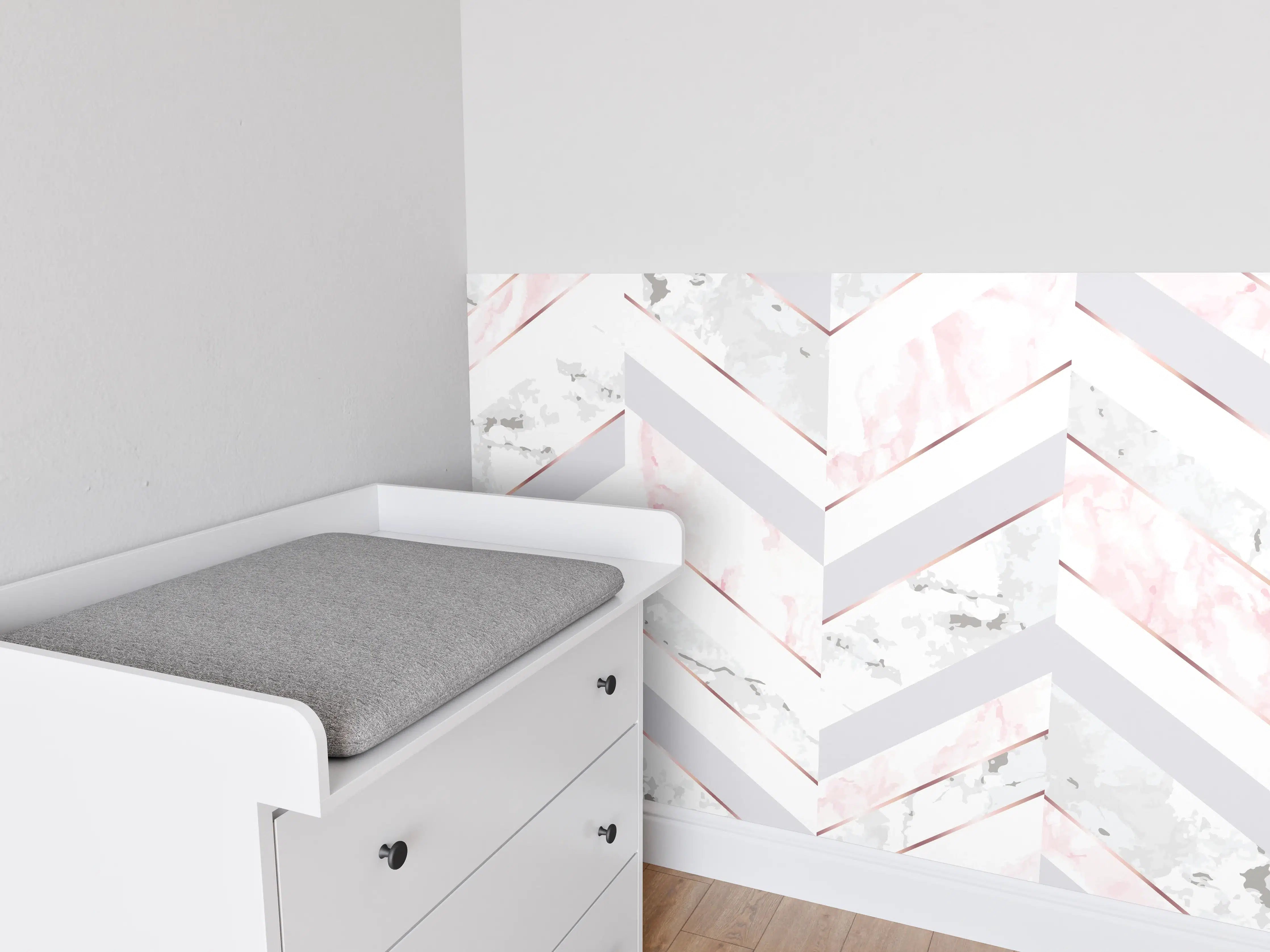 Babyzimmer Wandgestaltung - Zartes Rosa-Weiß Muster