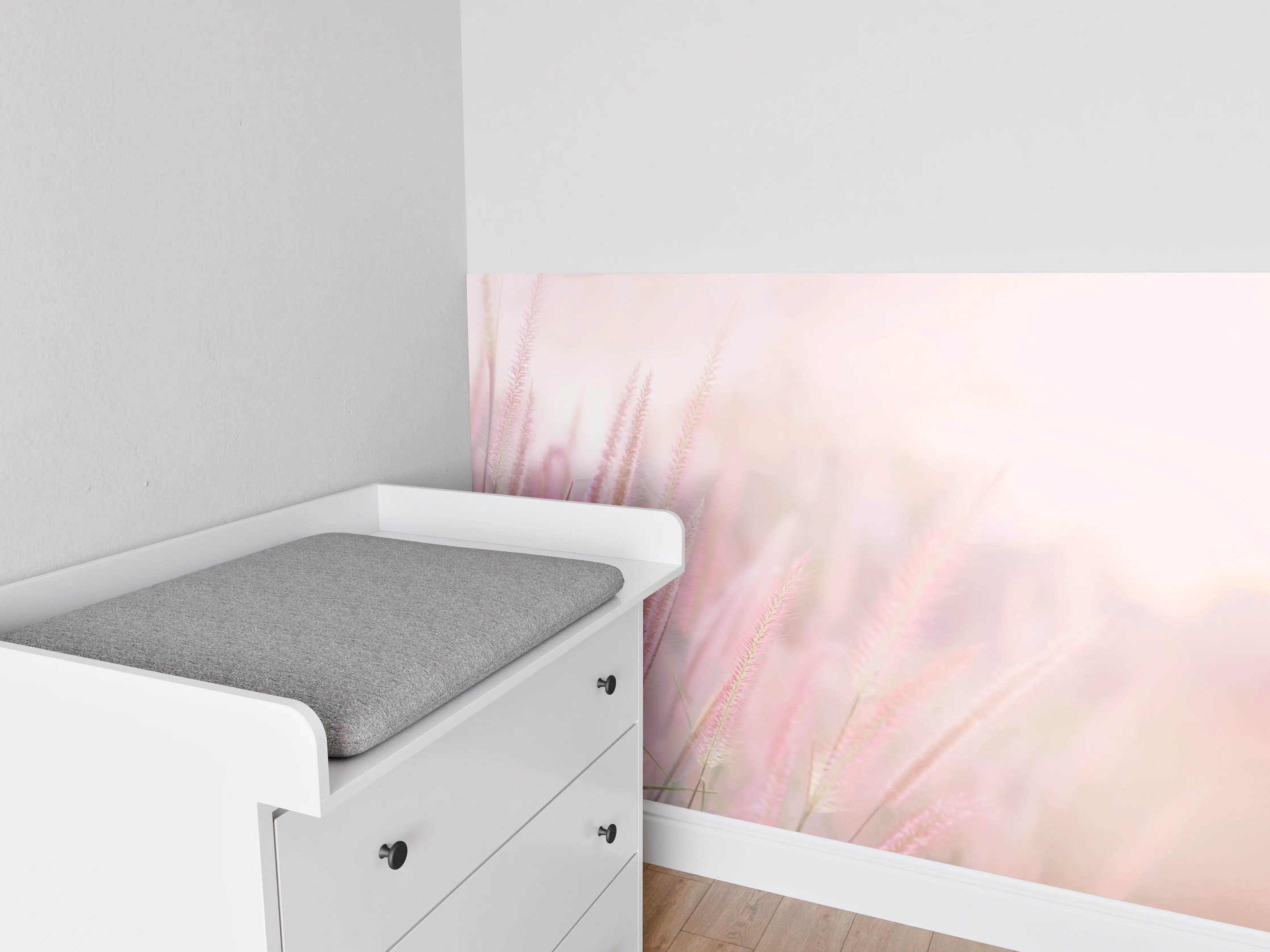 Babyzimmer Wandgestaltung - Zartrosa Gräser Unschärfekulisse