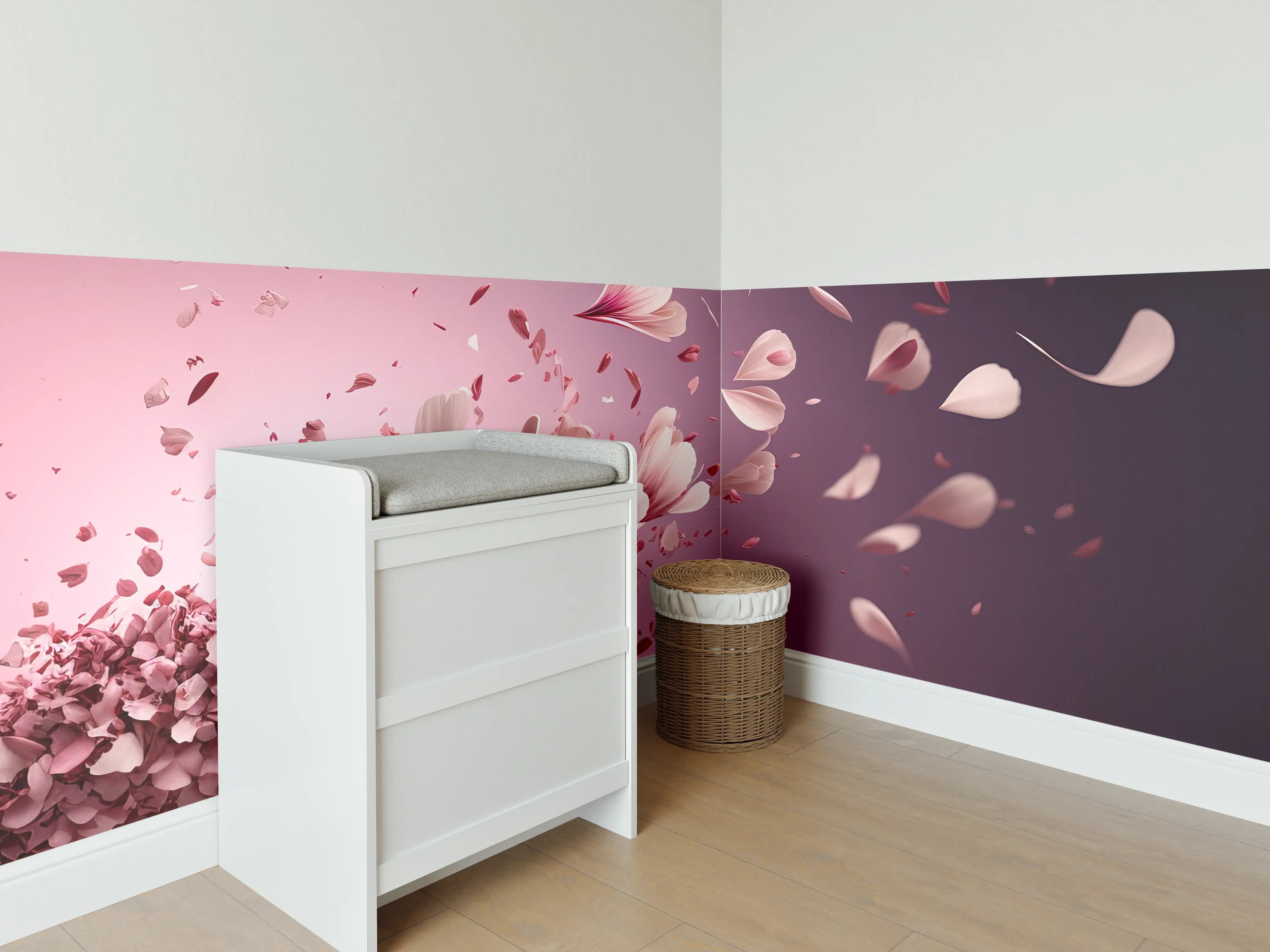 Babyzimmer Wandgestaltung - Zartrosa Kirschblütenzauber