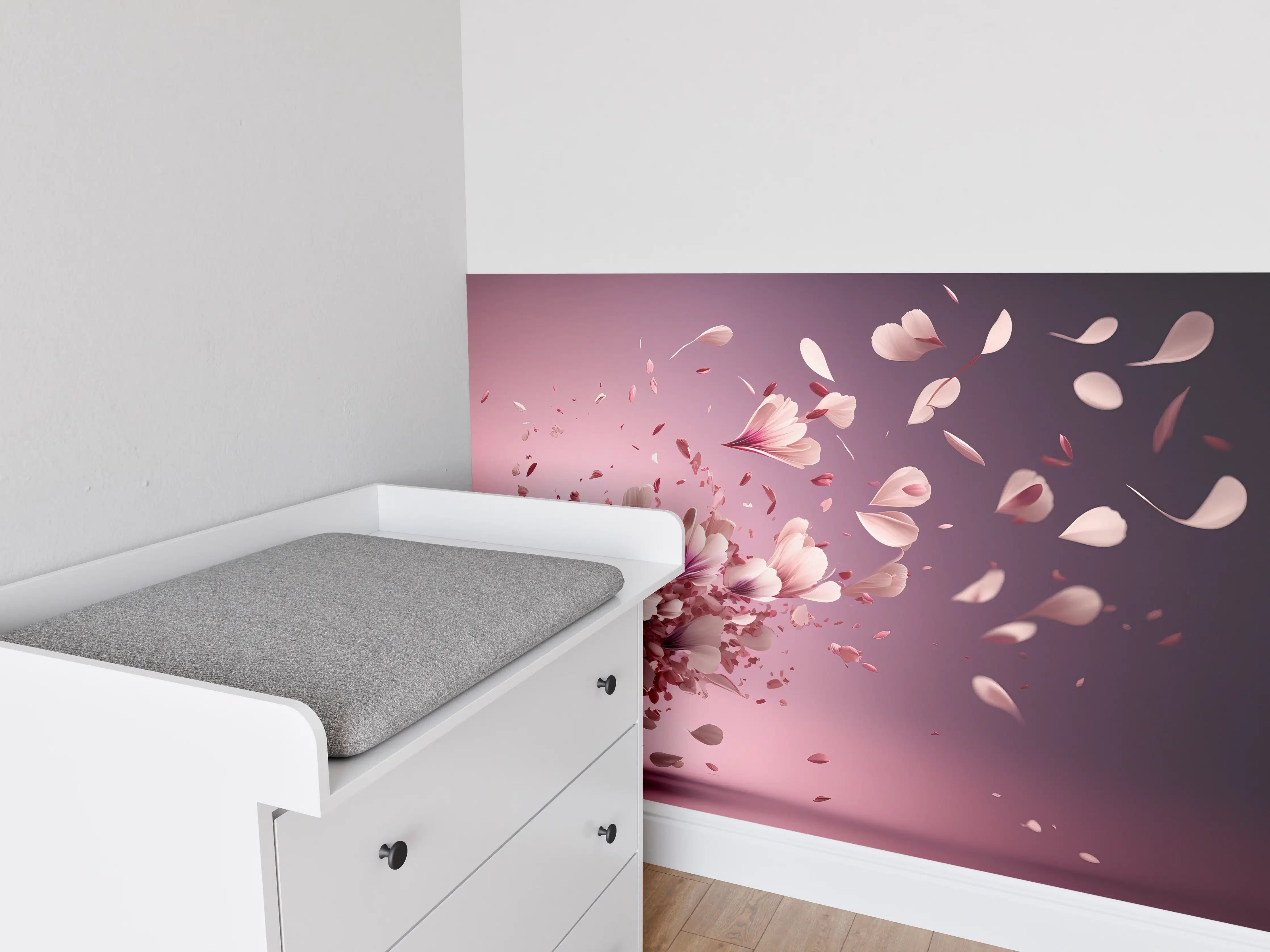 Babyzimmer Wandgestaltung - Zartrosa Kirschblütenzauber