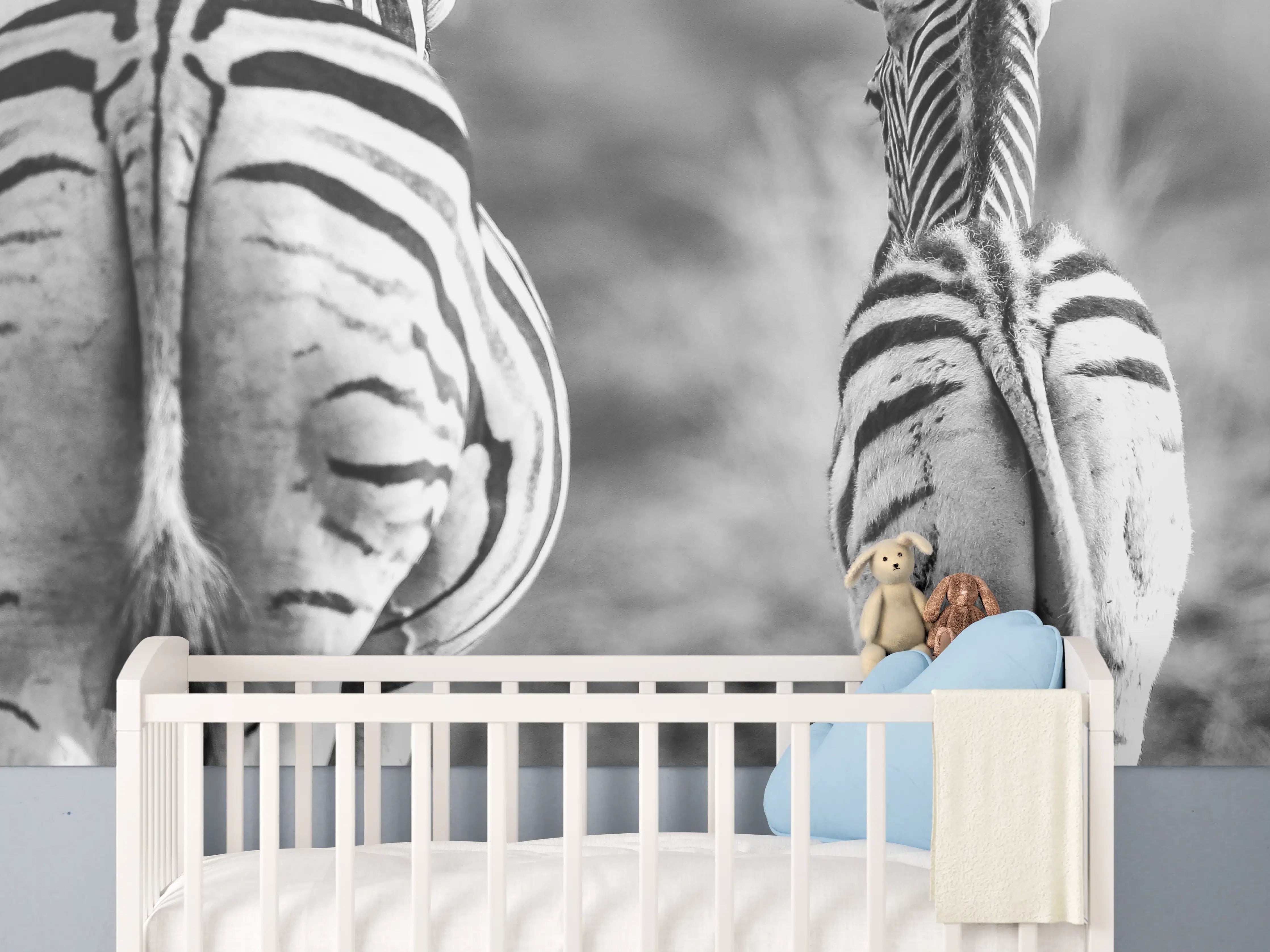 Babyzimmer Wandgestaltung - Zebra - schwarz-weiß