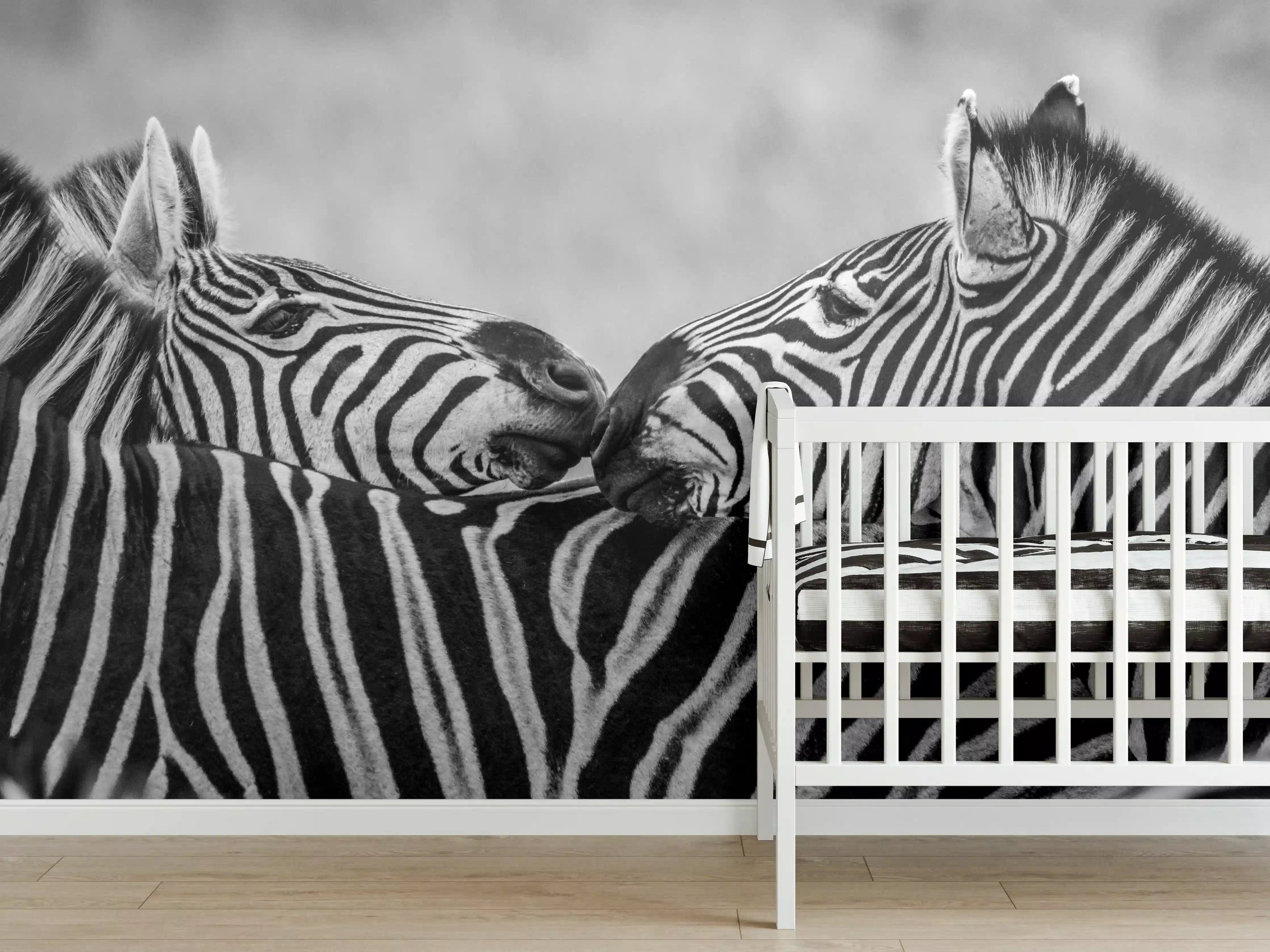 Babyzimmer Wandgestaltung - Zebras - Schwarz-weiß